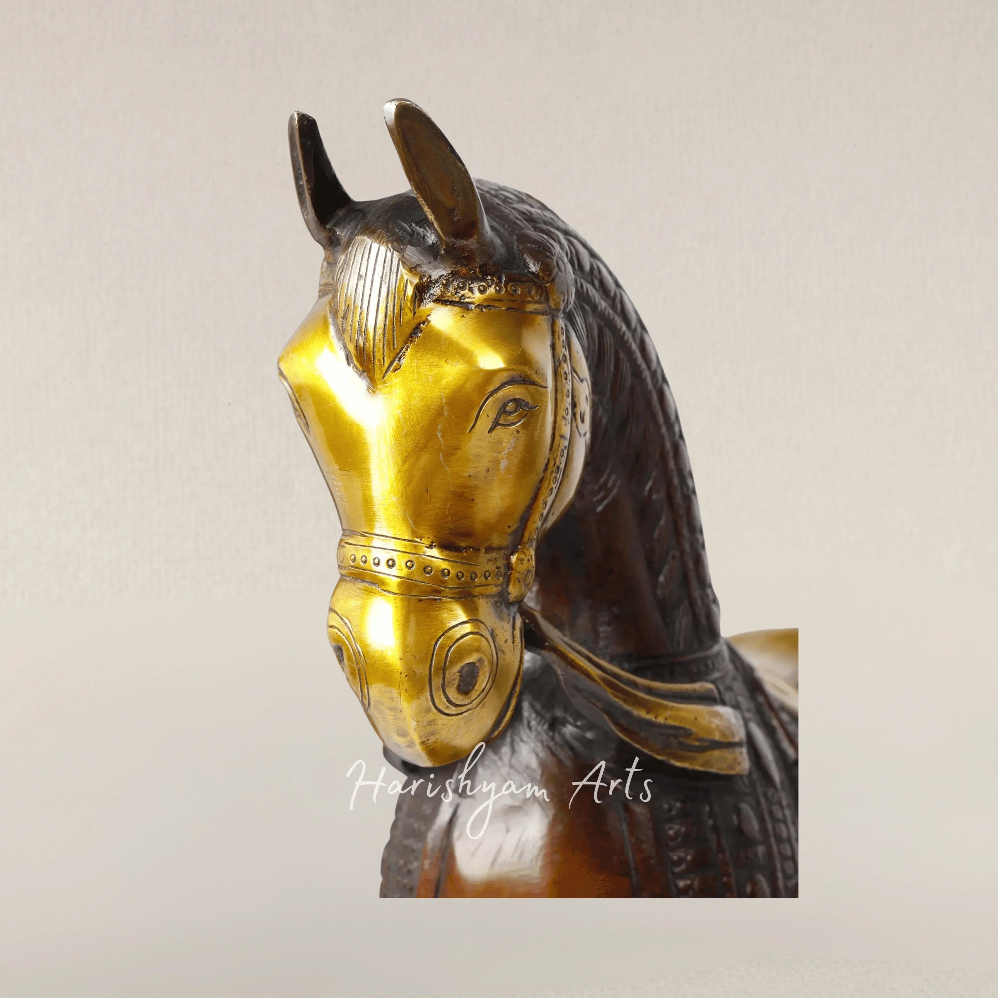 15" Elegant Brass Horse Figurine for Modern Table Decor