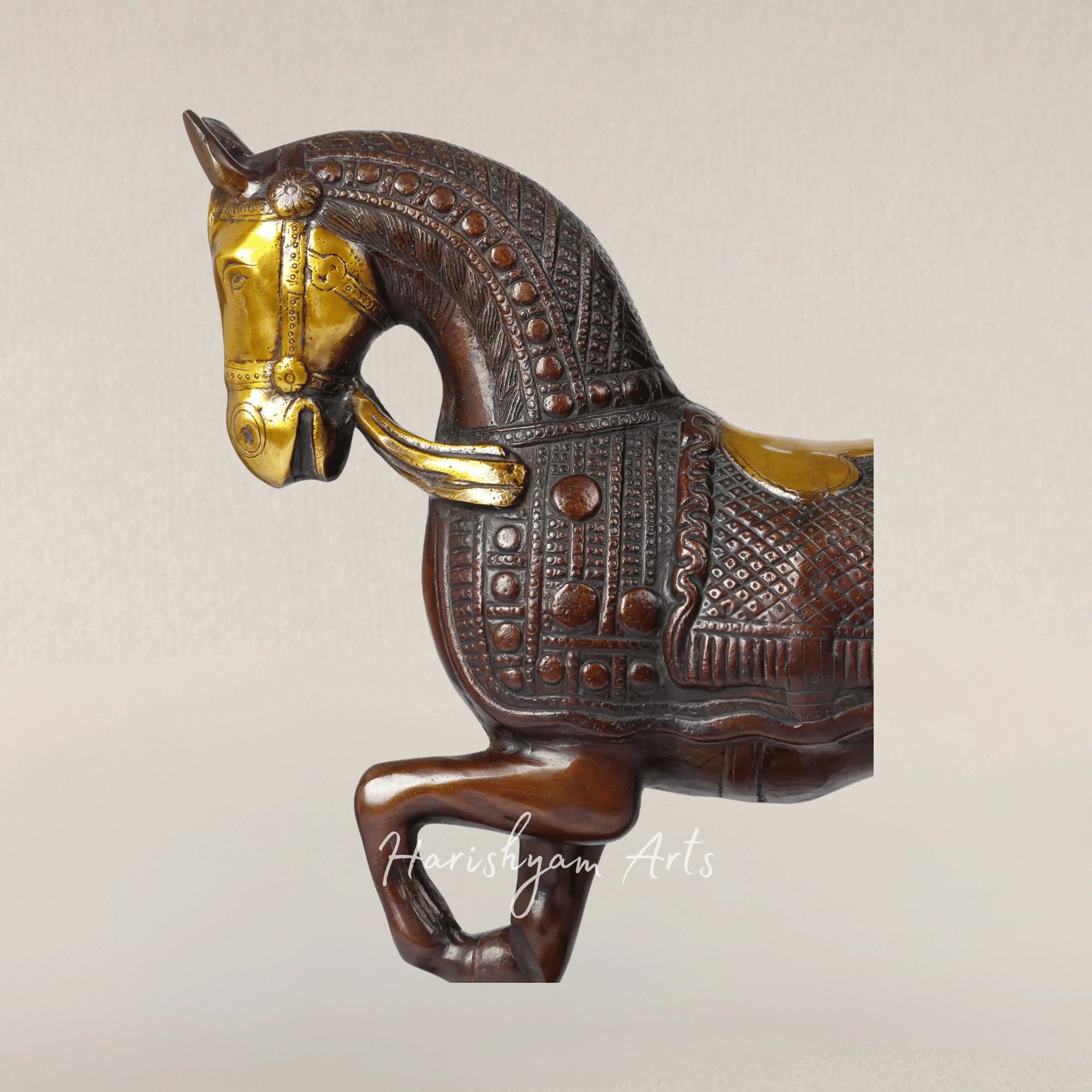 15" Elegant Brass Horse Figurine for Modern Table Decor