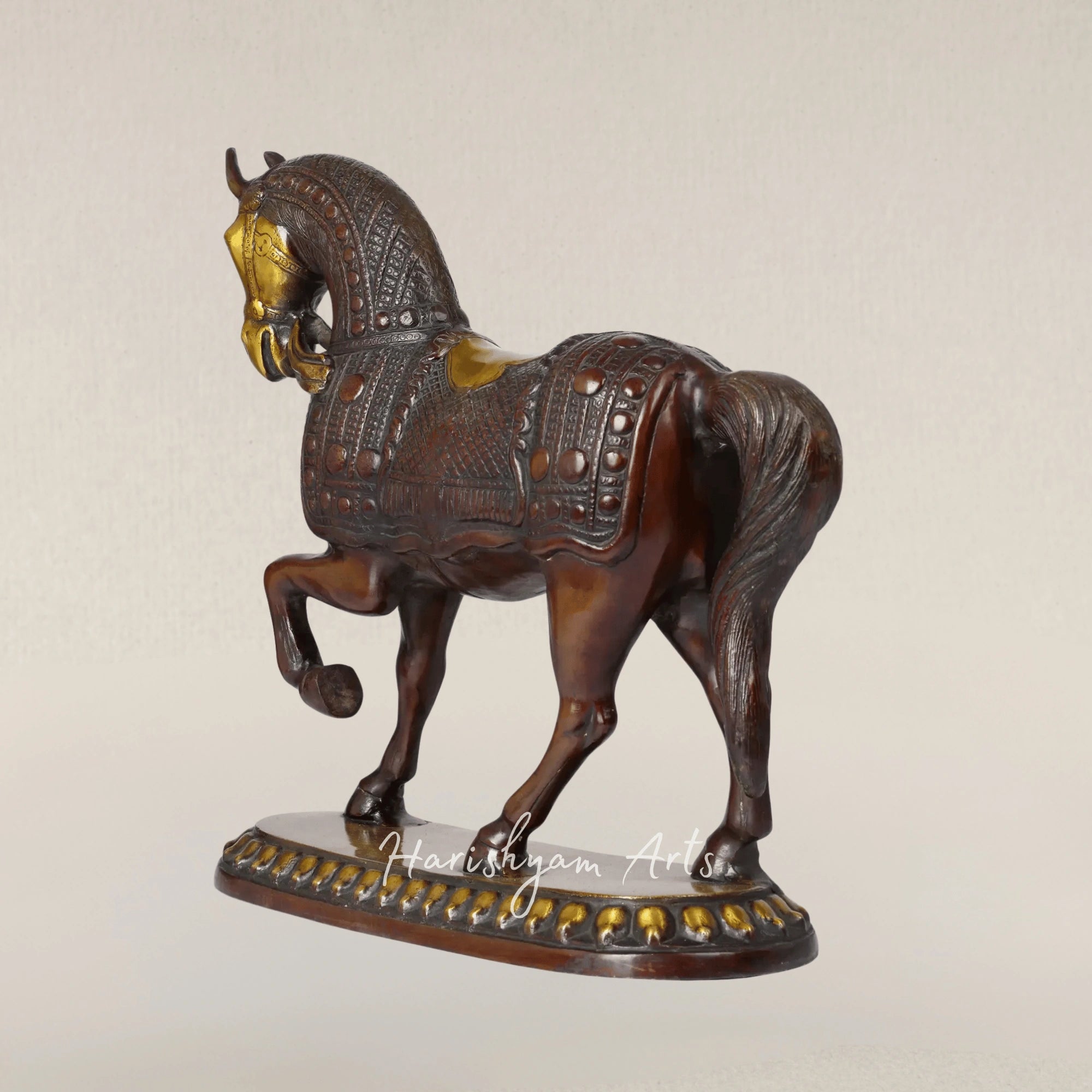 15" Elegant Brass Horse Figurine for Modern Table Decor