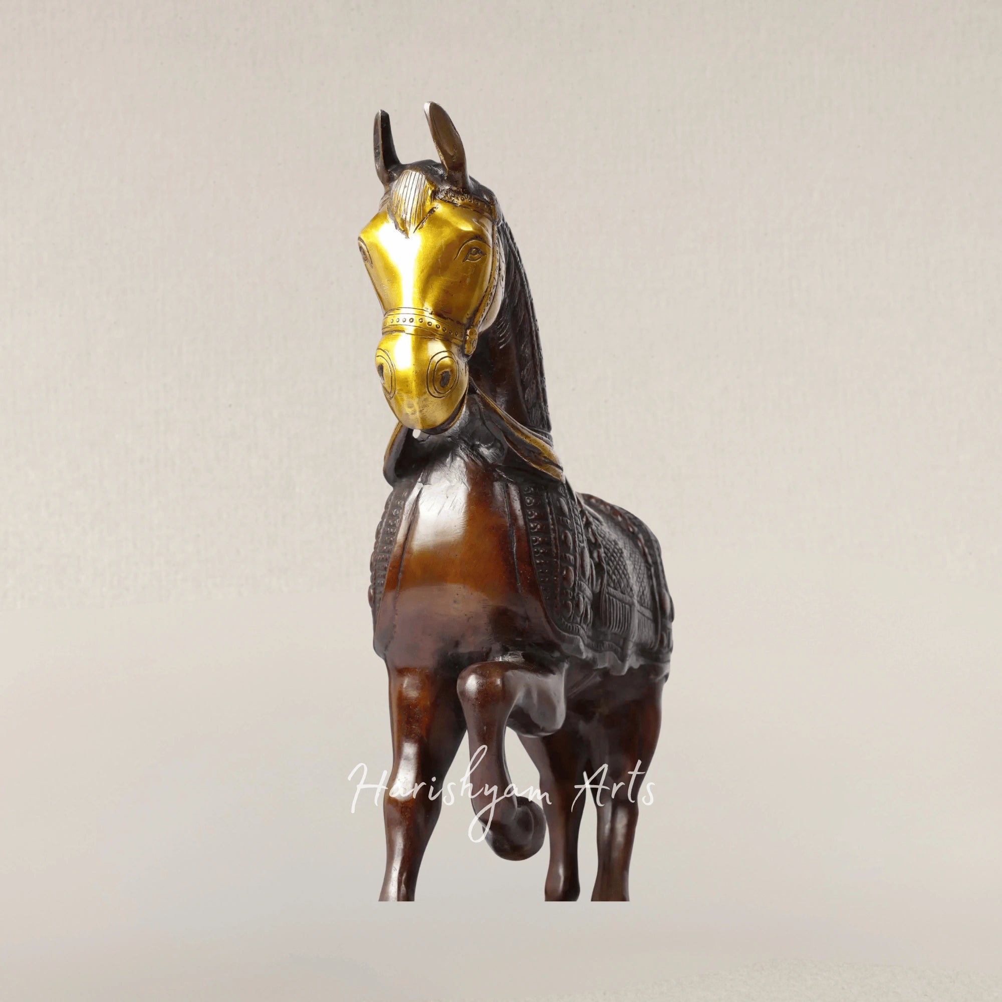 15" Elegant Brass Horse Figurine for Modern Table Decor