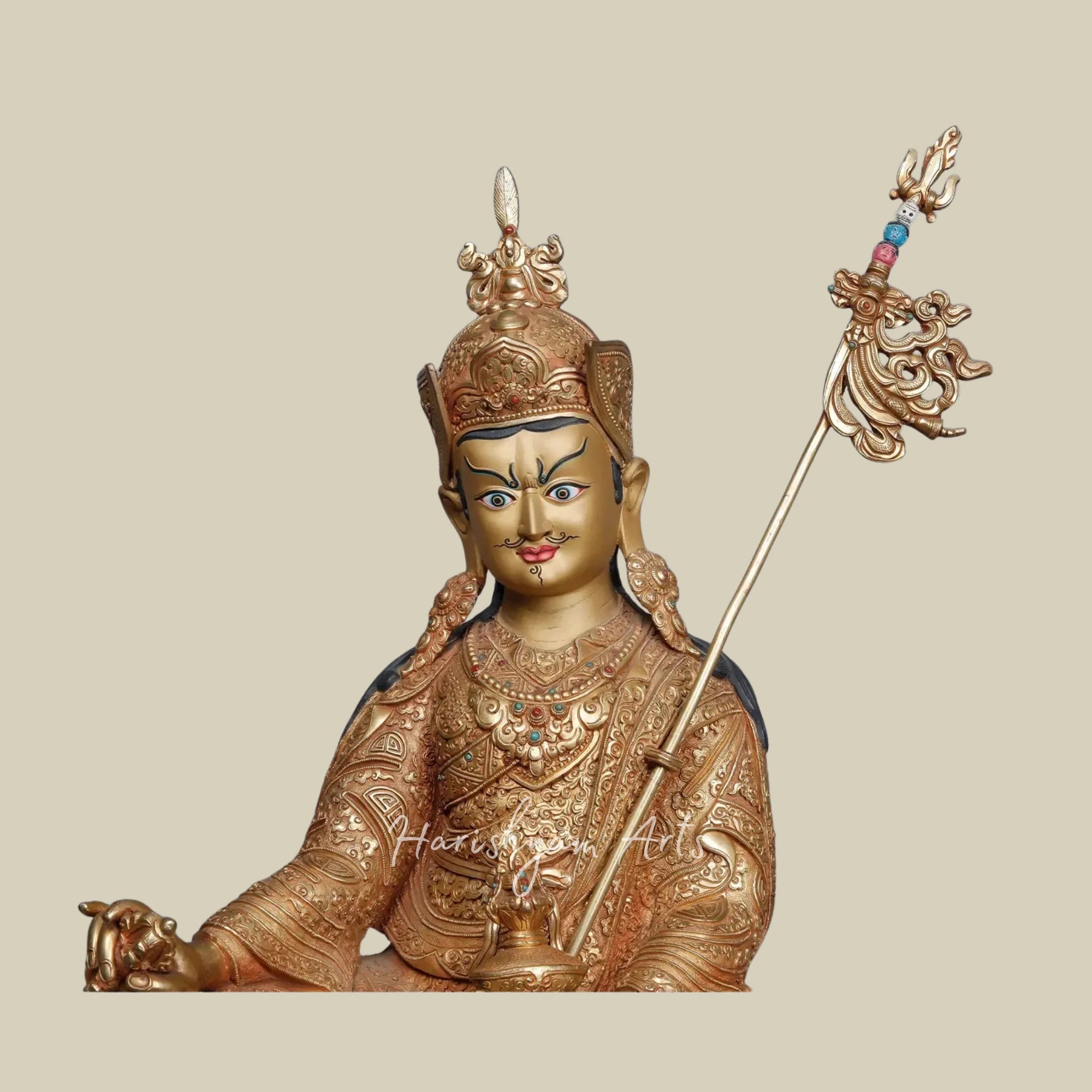15" Exquisite Seated Guru Padmasambhava Statue Fine Nepal Craftsmanship