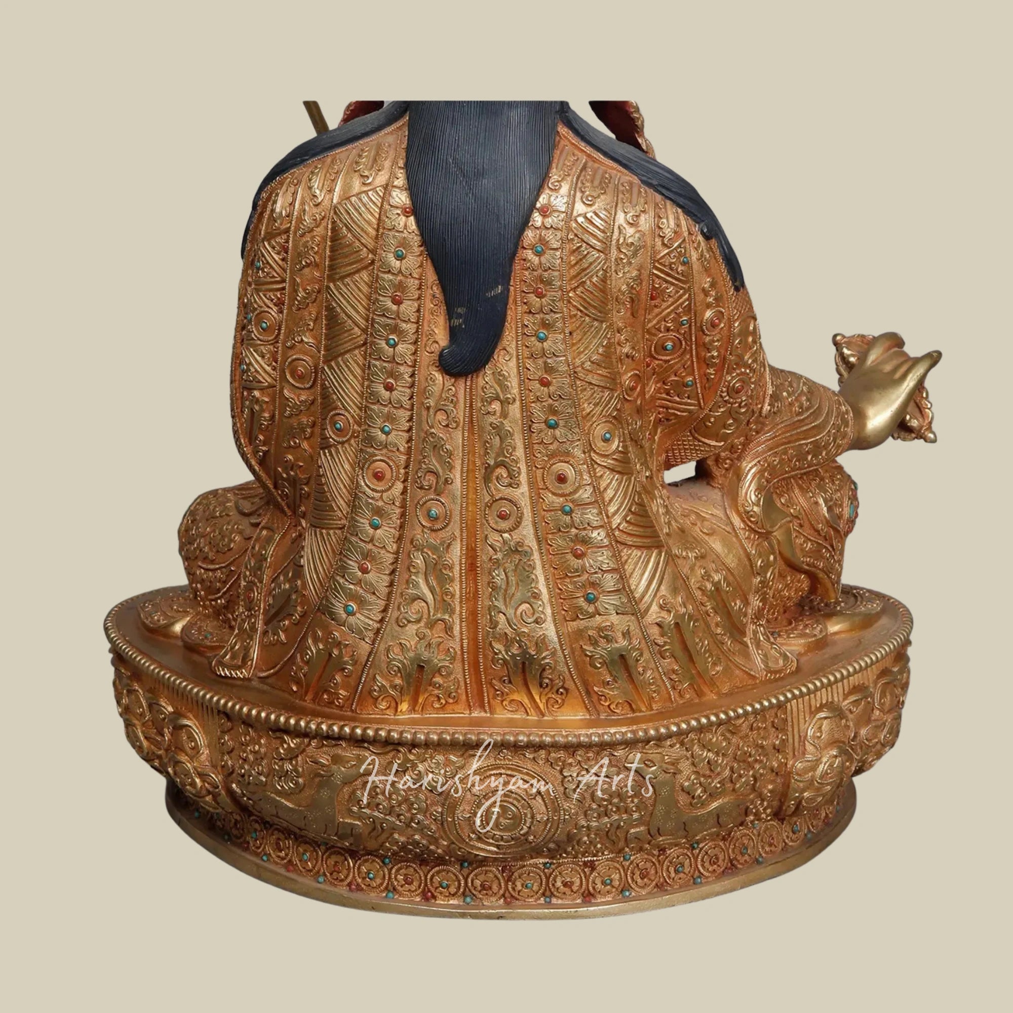15" Exquisite Seated Guru Padmasambhava Statue Fine Nepal Craftsmanship
