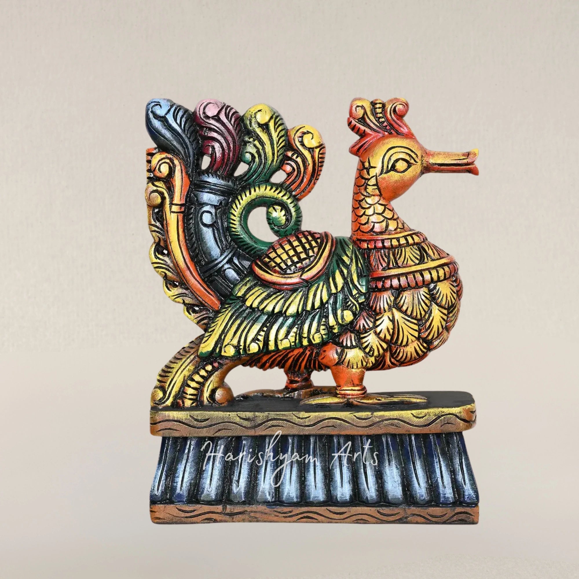 15" Hamsa Bird Duo Wooden Figurines for Elegant Home Display