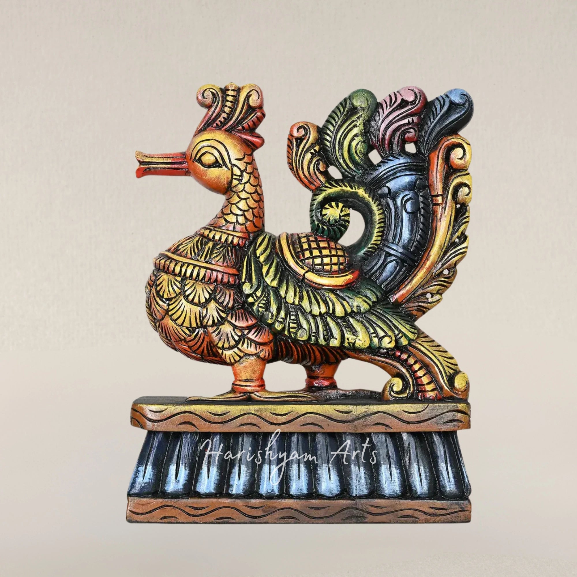 15" Hamsa Bird Duo Wooden Figurines for Elegant Home Display