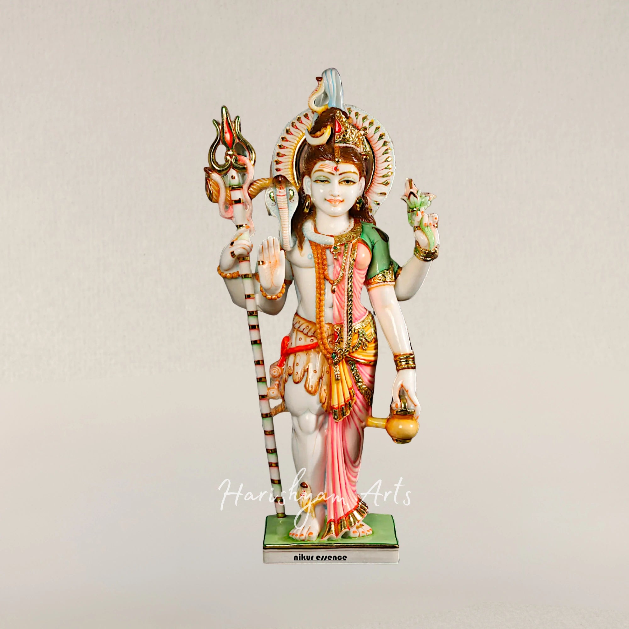 15" Handcrafted Ardhanarishwar Marble Statue Representing Shiva Shakti Union