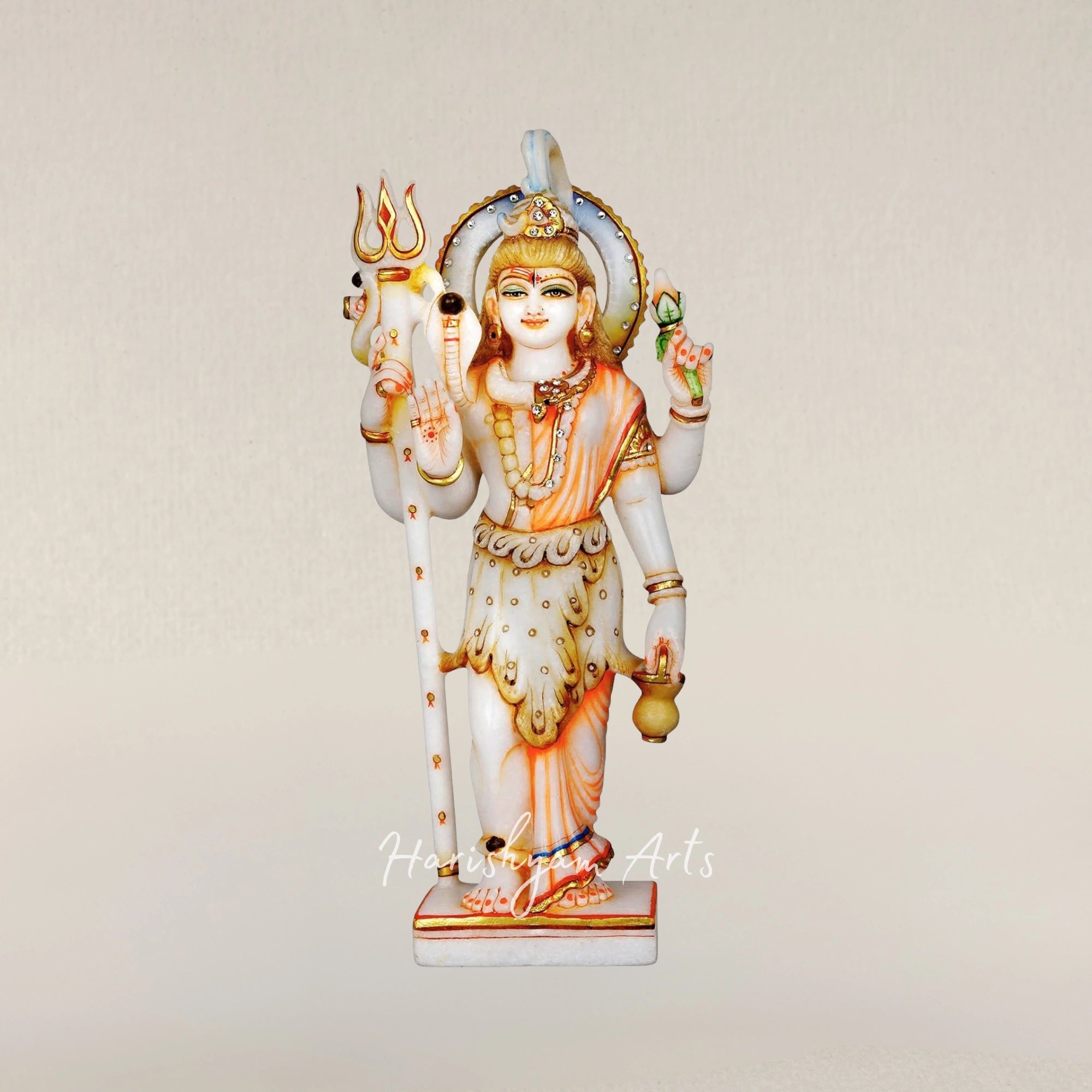 15" Handcrafted Ardhanarishwar Marble Statue Representing Shiva Shakti Union