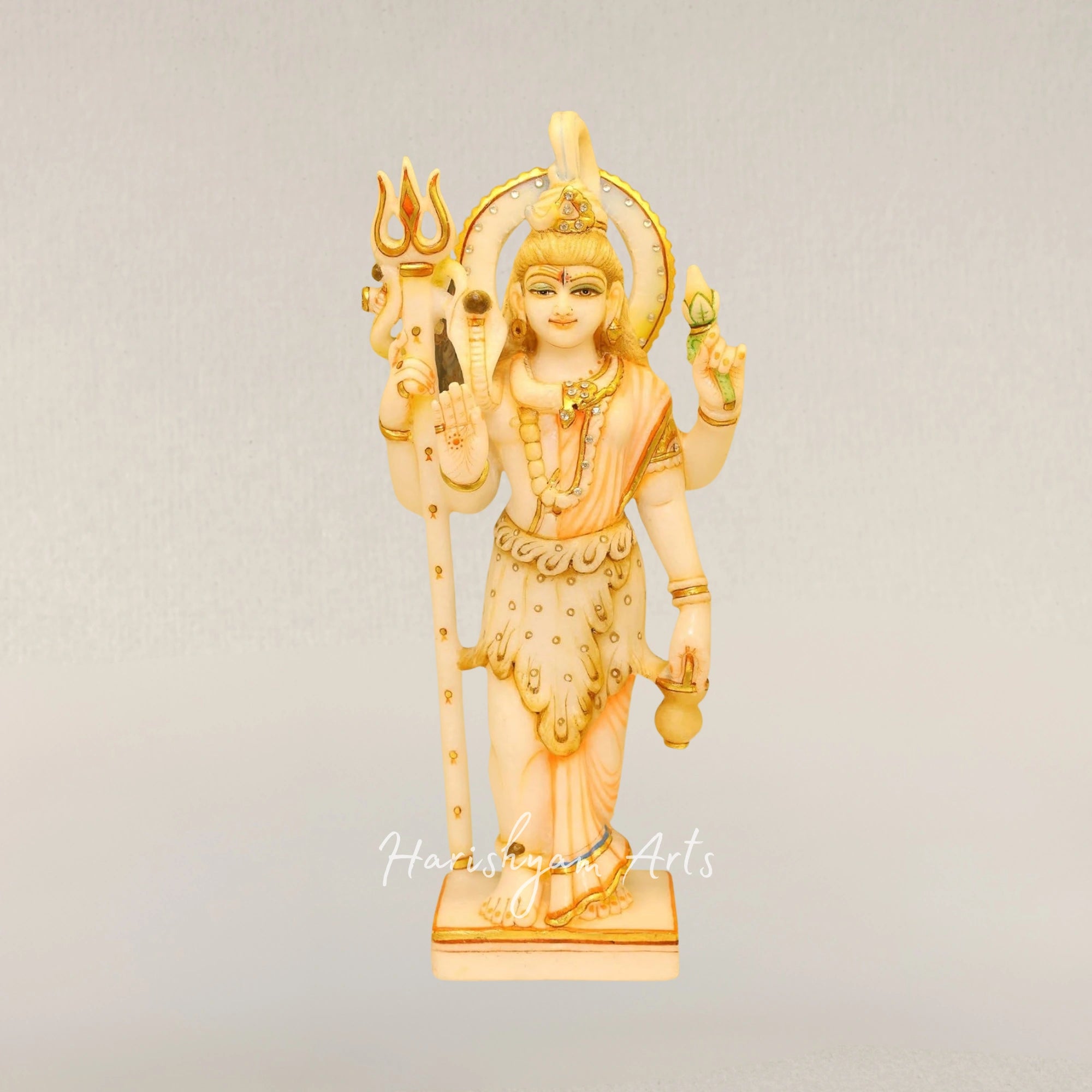 15" Handcrafted Ardhanarishwar Marble Statue Representing Shiva Shakti Union