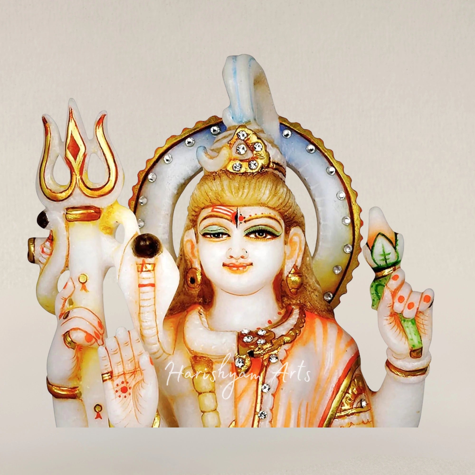 15" Handcrafted Ardhanarishwar Marble Statue Representing Shiva Shakti Union