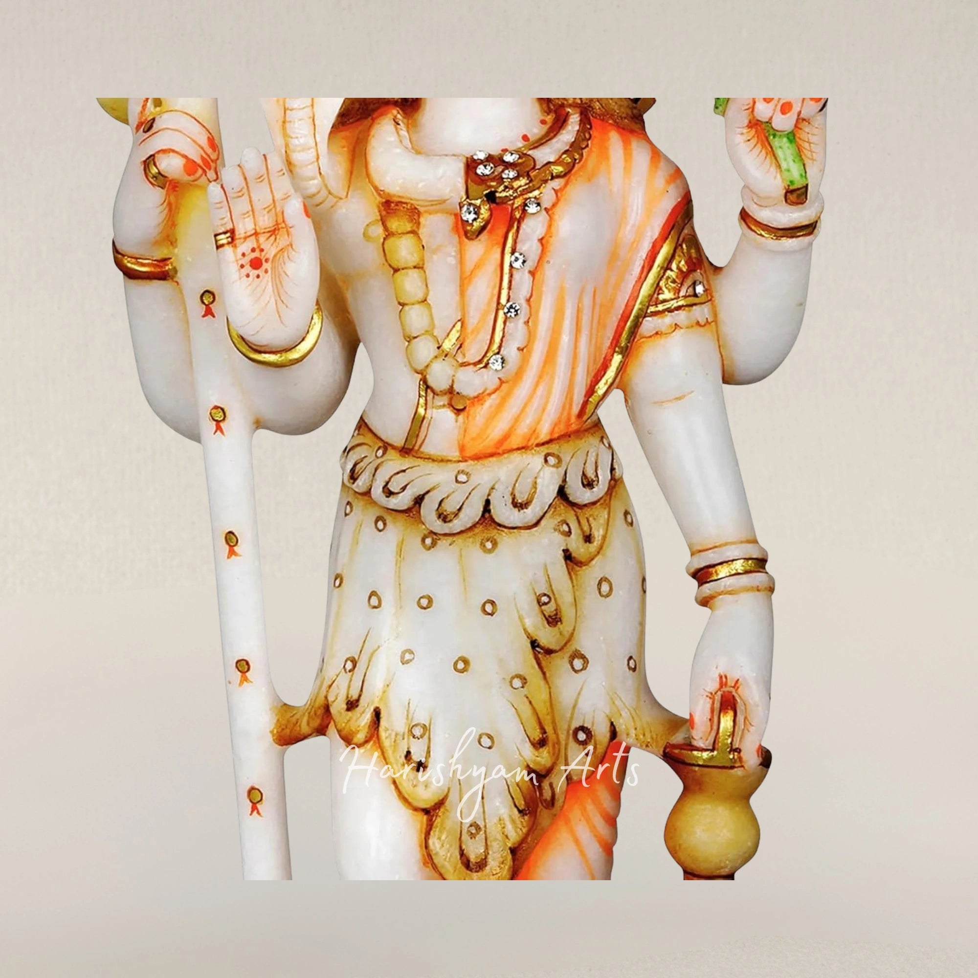 15" Handcrafted Ardhanarishwar Marble Statue Representing Shiva Shakti Union