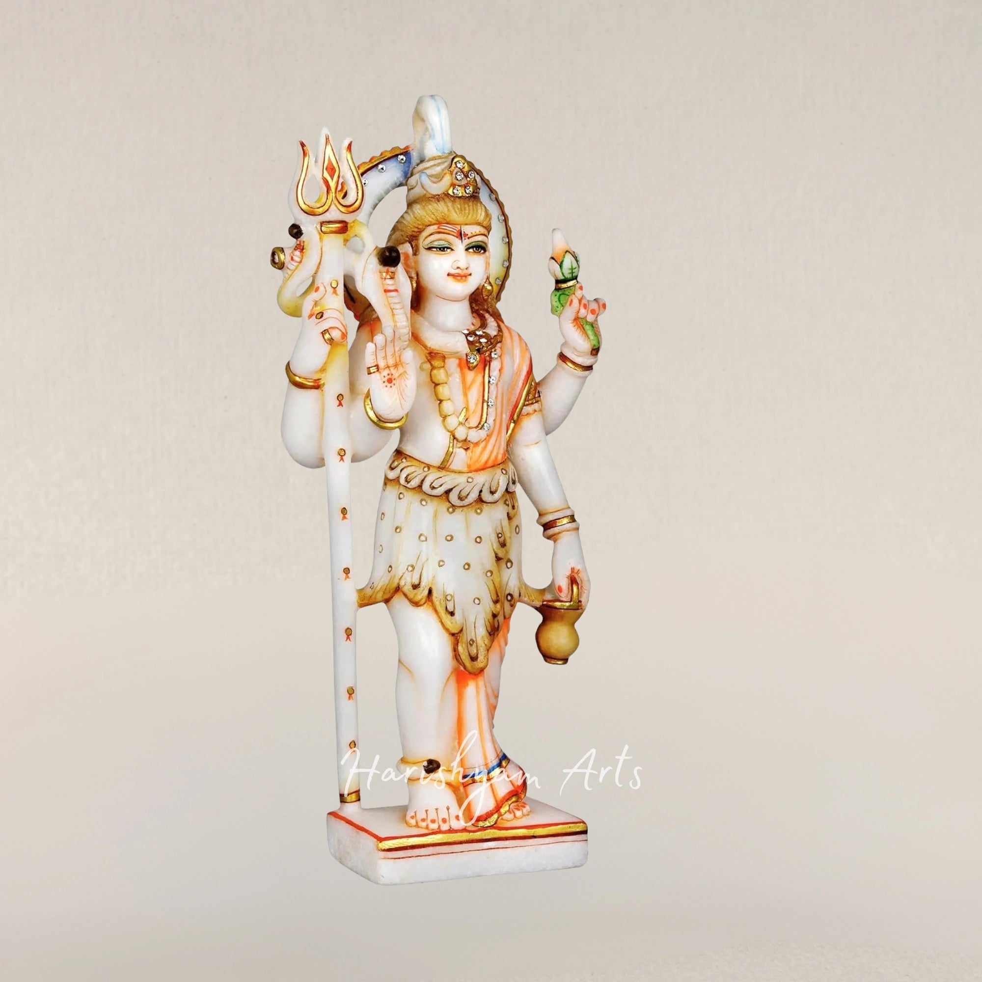 15" Handcrafted Ardhanarishwar Marble Statue Representing Shiva Shakti Union