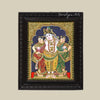 15" Krishna with His Queens Tanjore Artwork