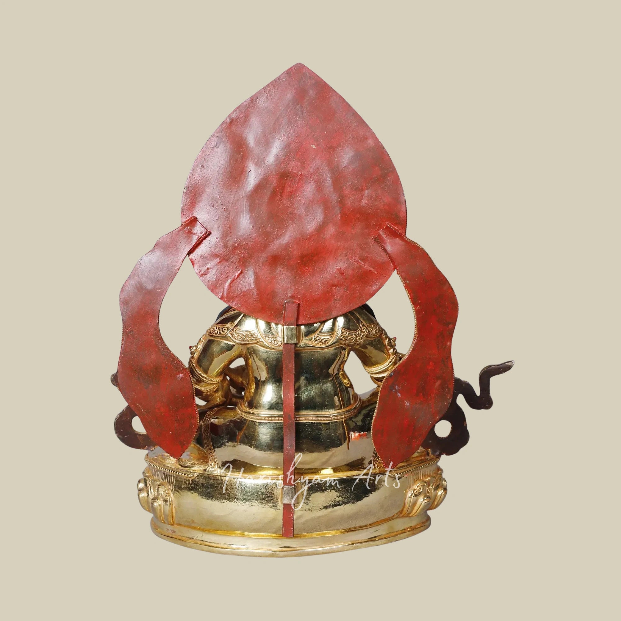 15" Kubera with Mongoose Copper Figurine Gold Plated Finish