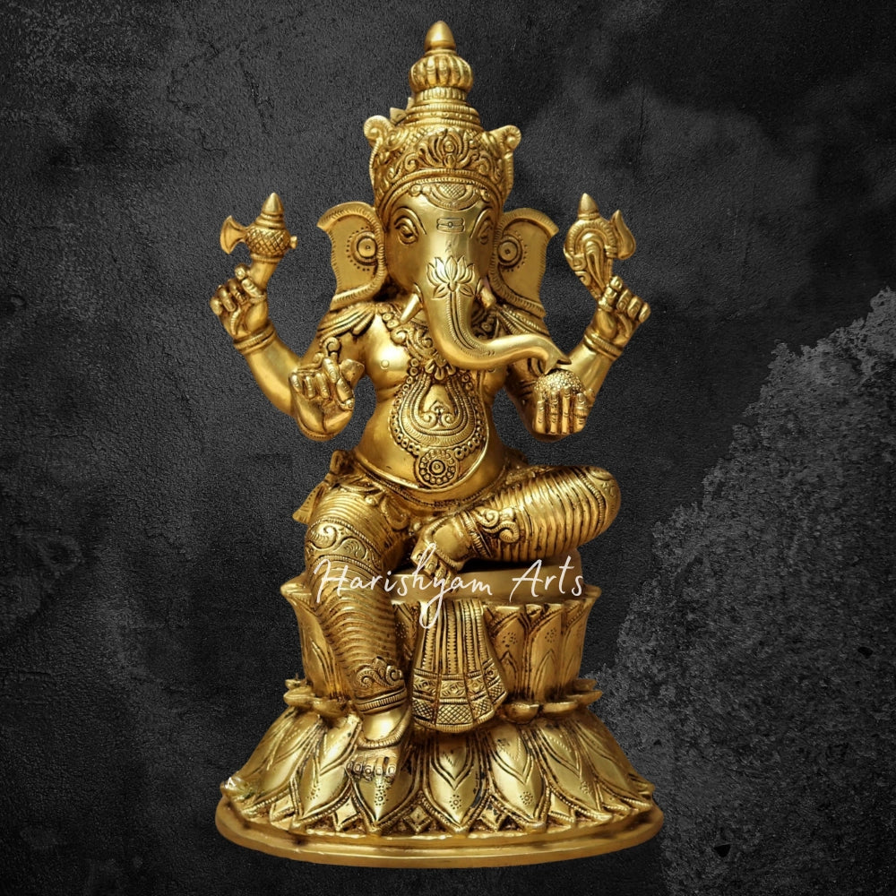 15" Lord Ganesha idol in Brass