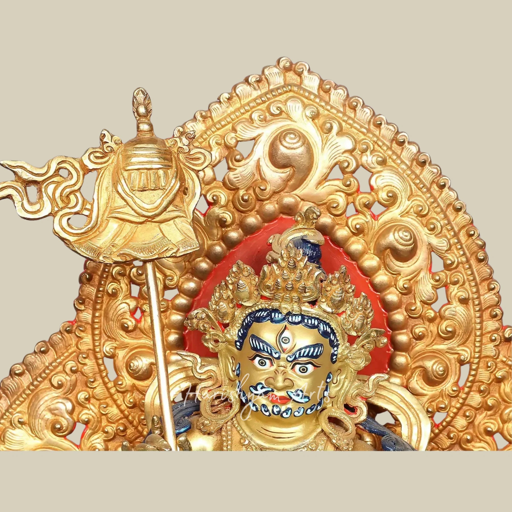 15" Nepal Origin Kubera Wealth Guardian Statue in Pure Copper