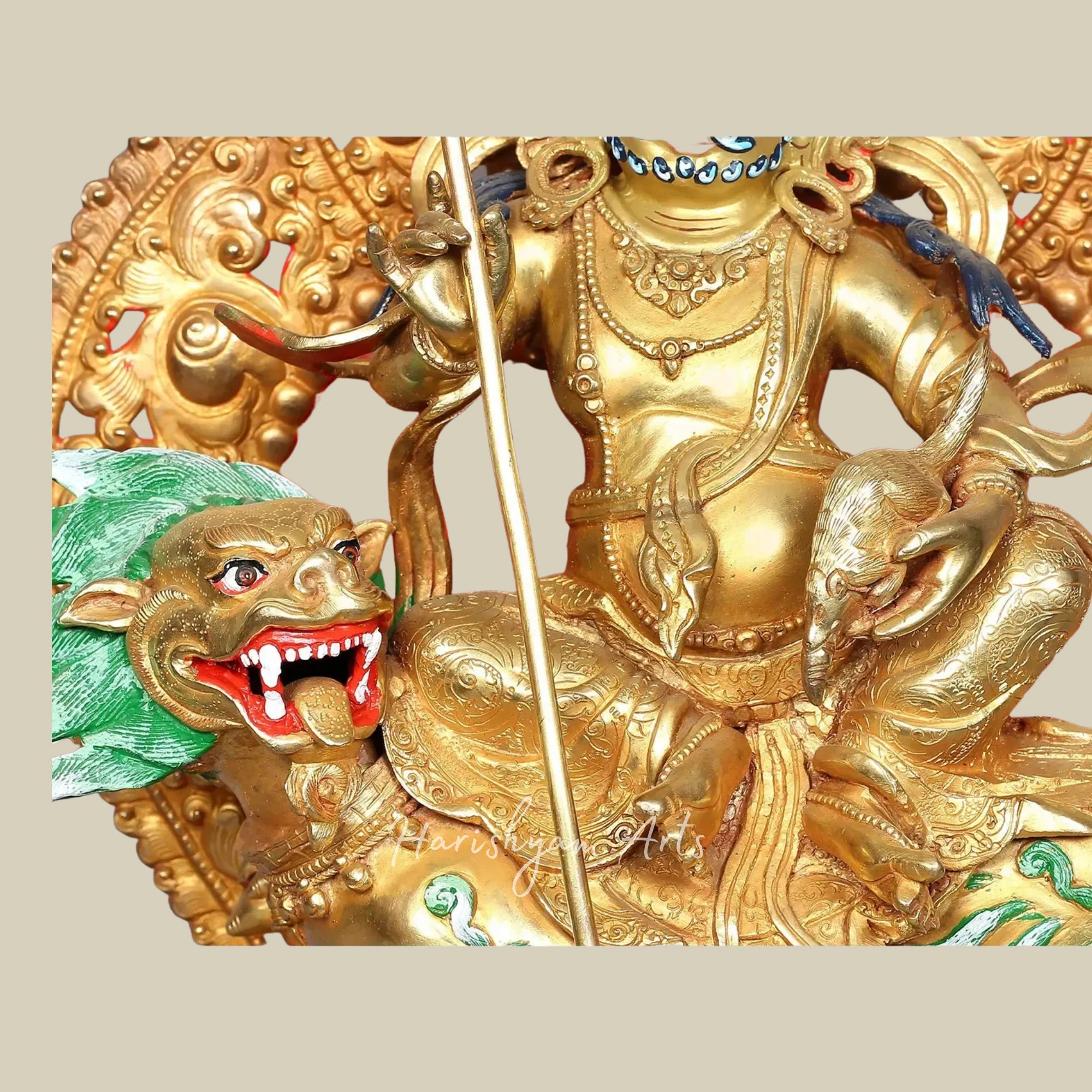 15" Nepal Origin Kubera Wealth Guardian Statue in Pure Copper