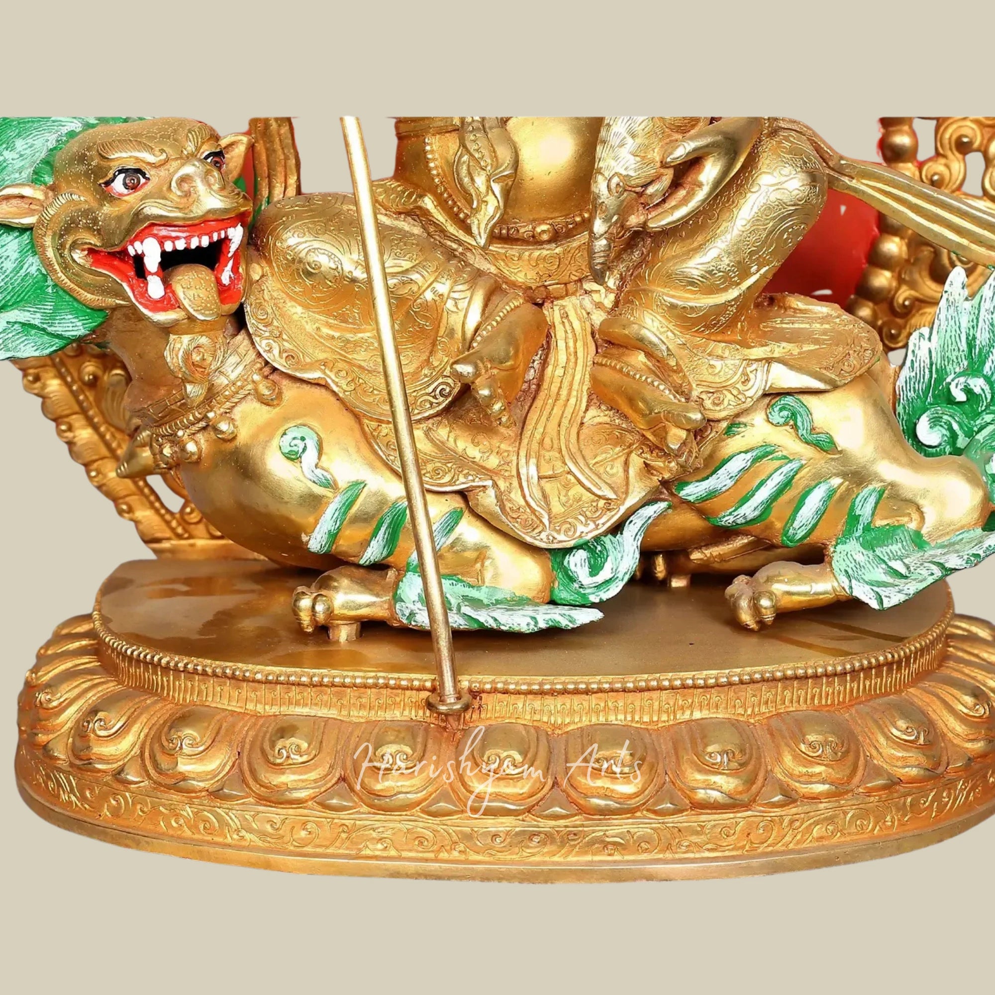 15" Nepal Origin Kubera Wealth Guardian Statue in Pure Copper