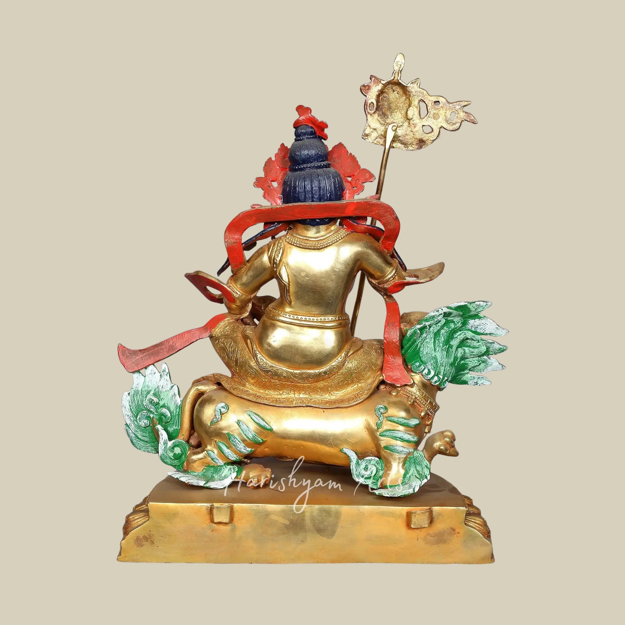 15" Nepal Origin Kubera Wealth Guardian Statue in Pure Copper
