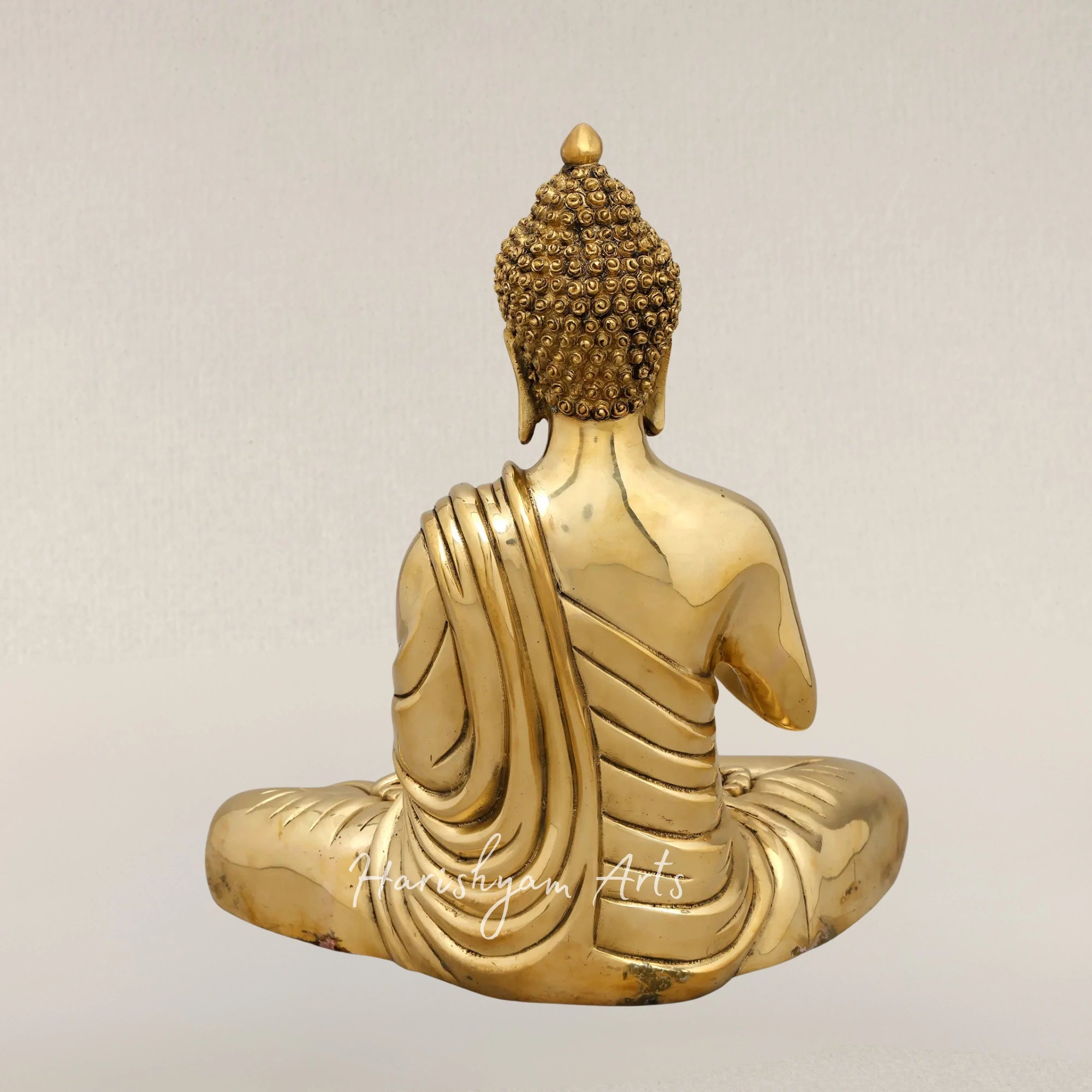15" Sitting Lord Buddha Brass Statue in Blessing Gesture for Spiritual Spaces