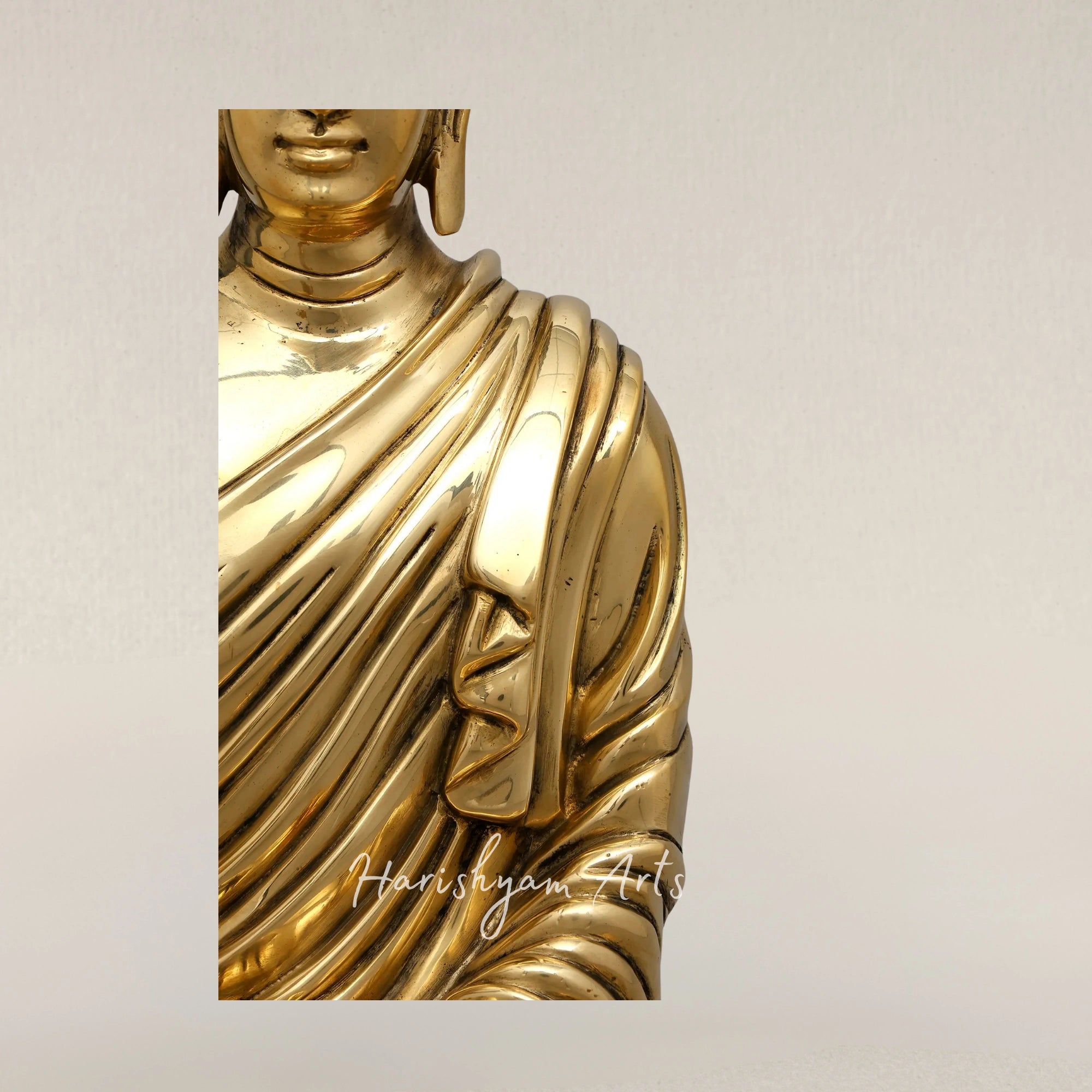 15" Sitting Lord Buddha Brass Statue in Blessing Gesture for Spiritual Spaces