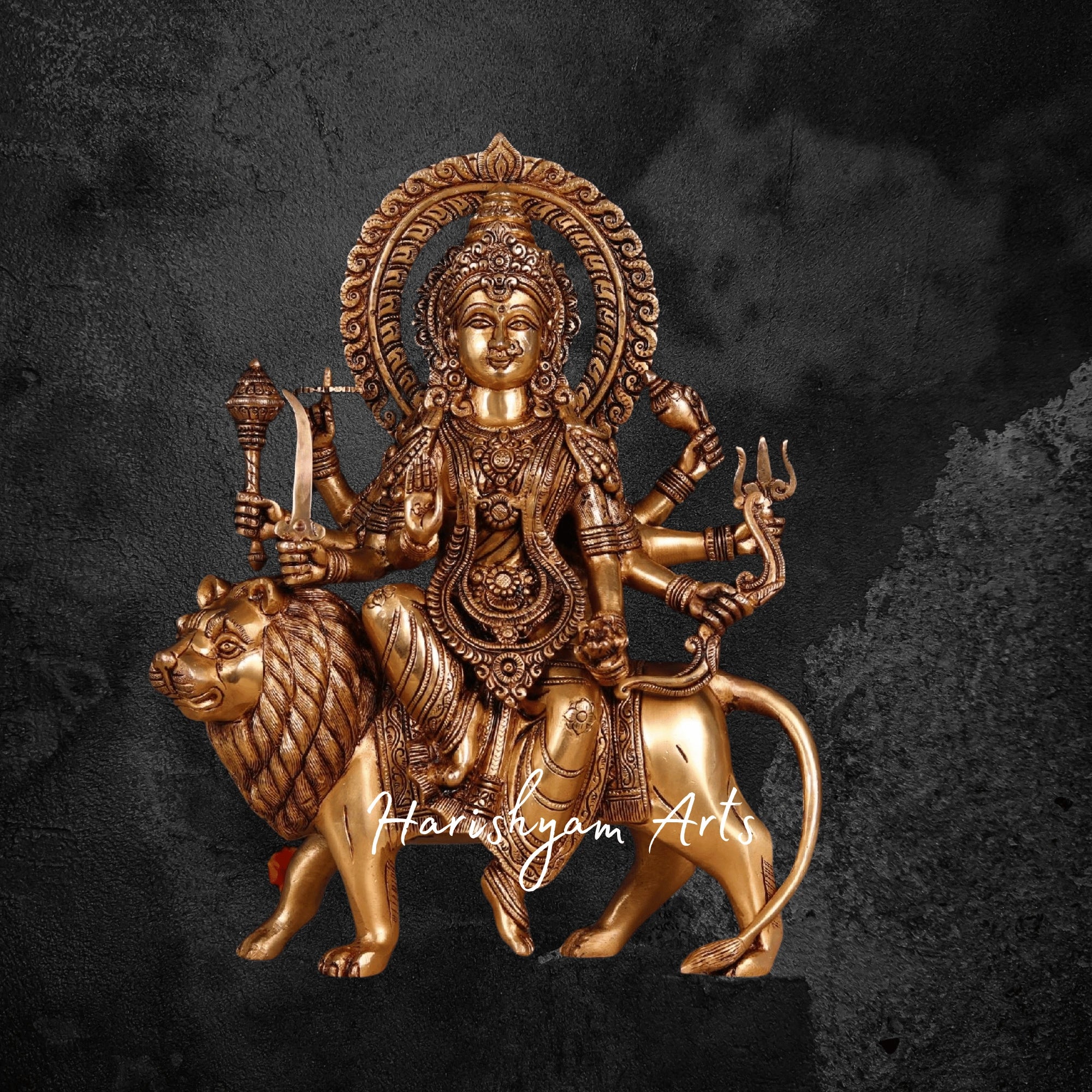 15" Traditional Brass Durga Idol for Home & Temple