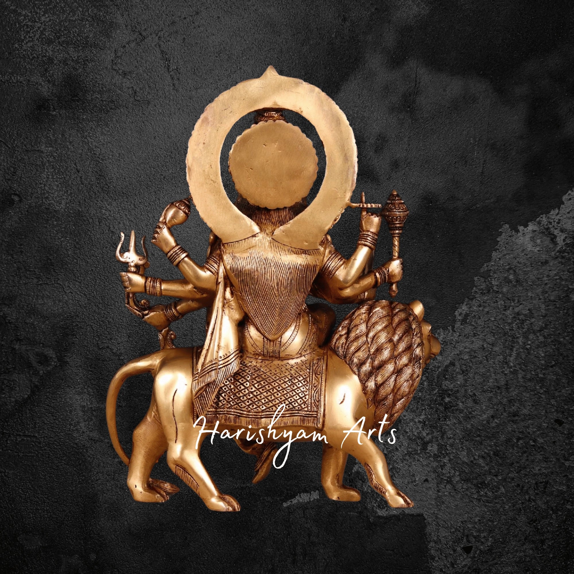 15" Traditional Brass Durga Idol for Home & Temple