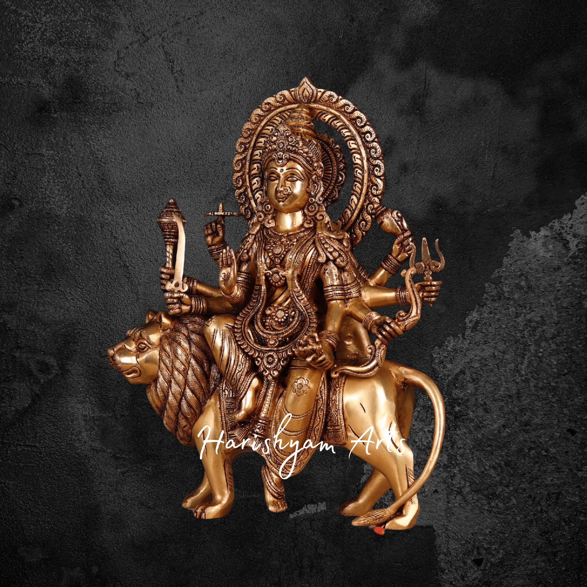 15" Traditional Brass Durga Idol for Home & Temple