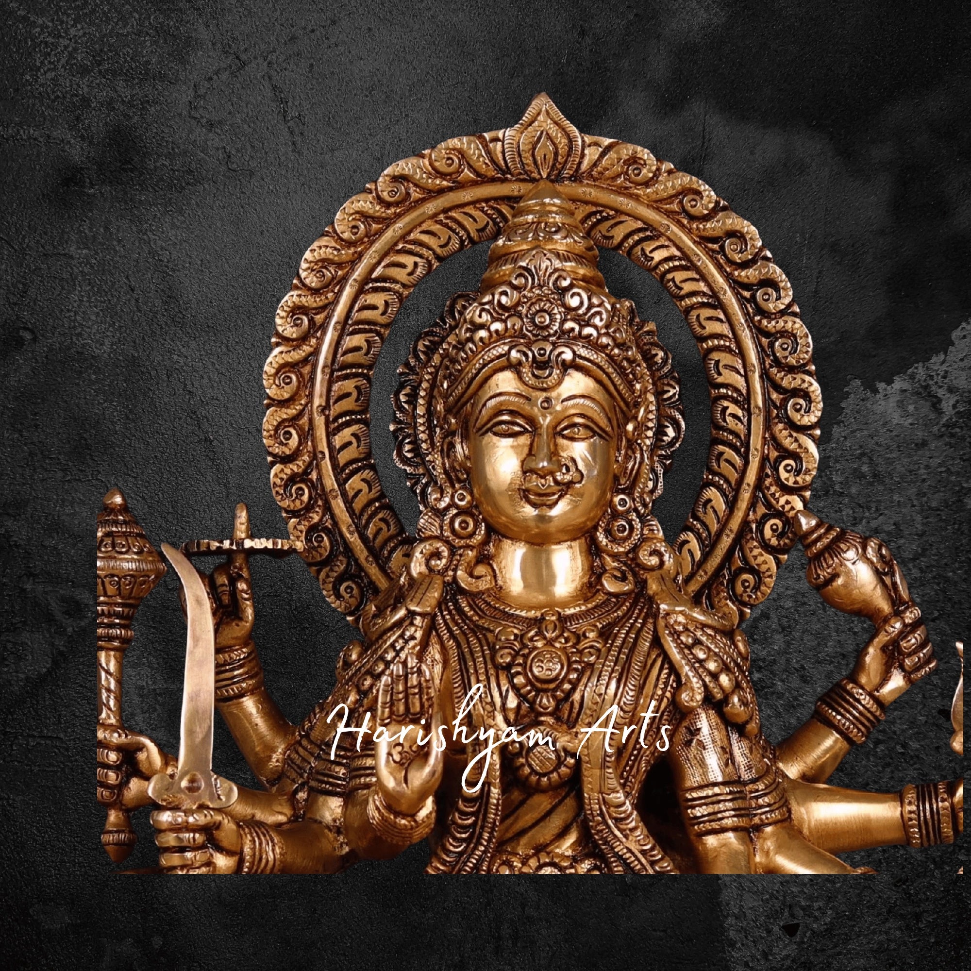 15" Traditional Brass Durga Idol for Home & Temple