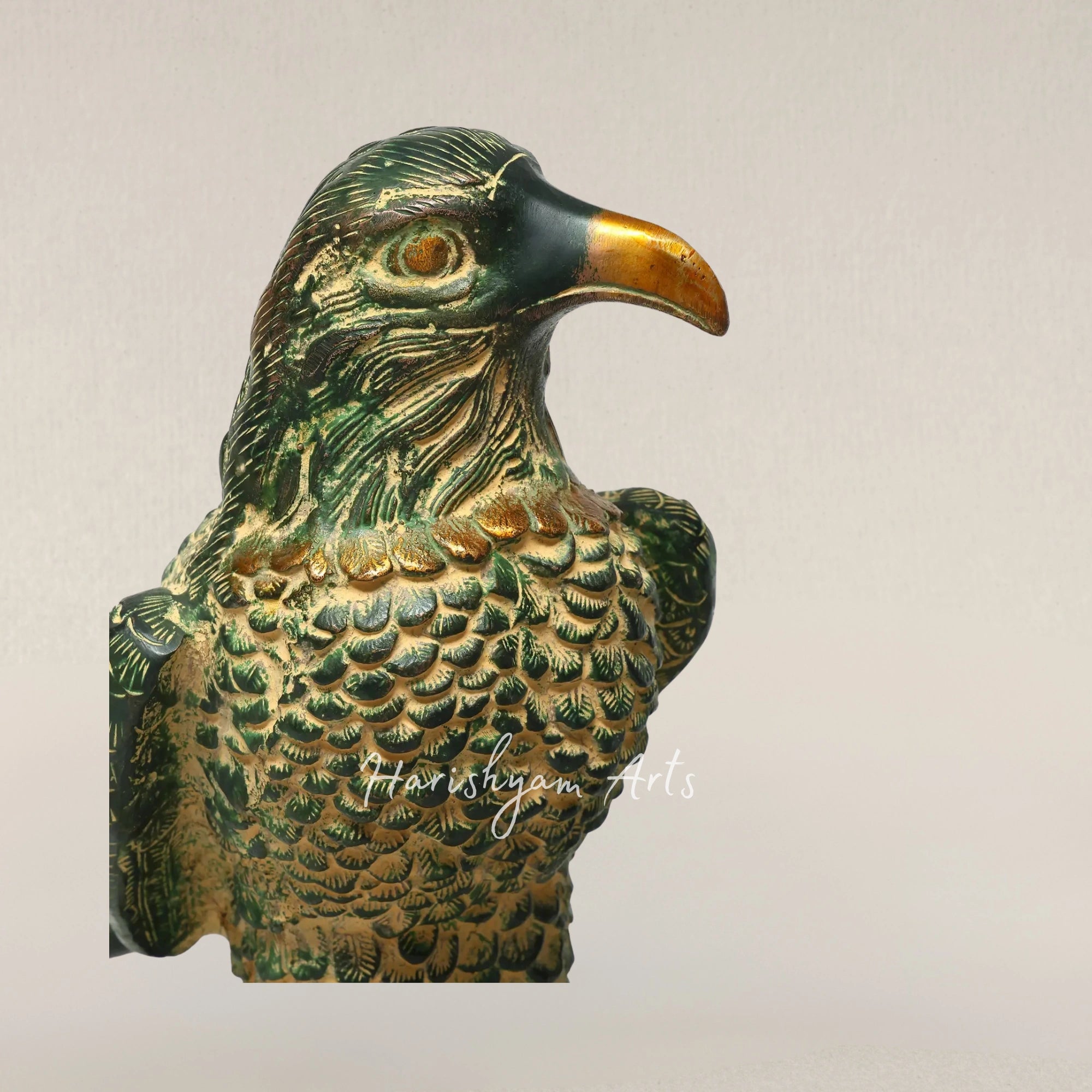 15" Twin Brass Eagles Majestic Tabletop Decorative Sculptures