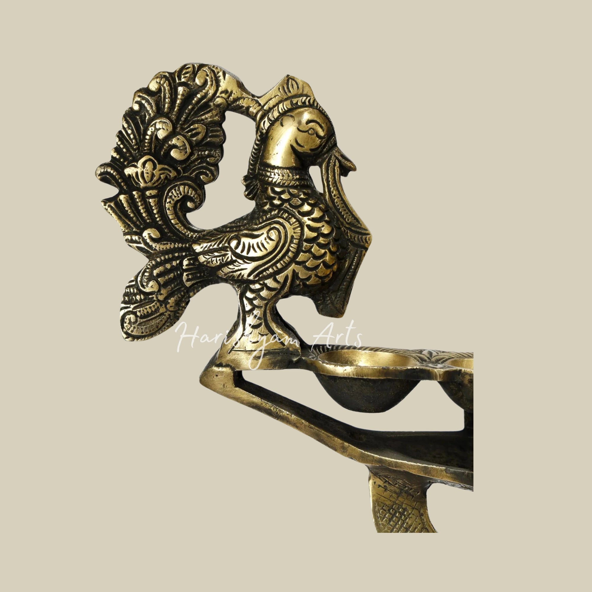 15" Brass Designer Lamp with Peacocks2