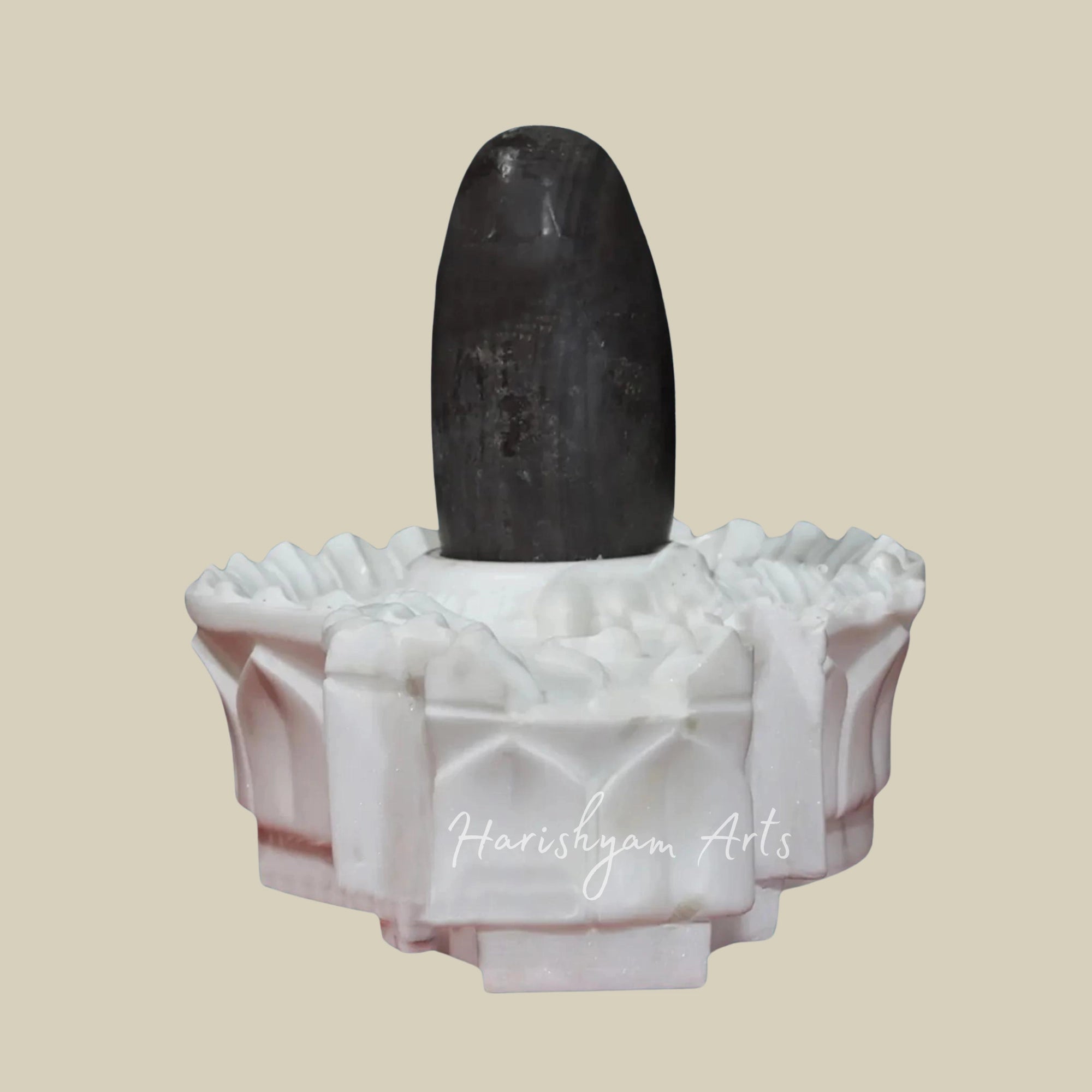 15" Handcarved Marble Shivling for Home & Temple