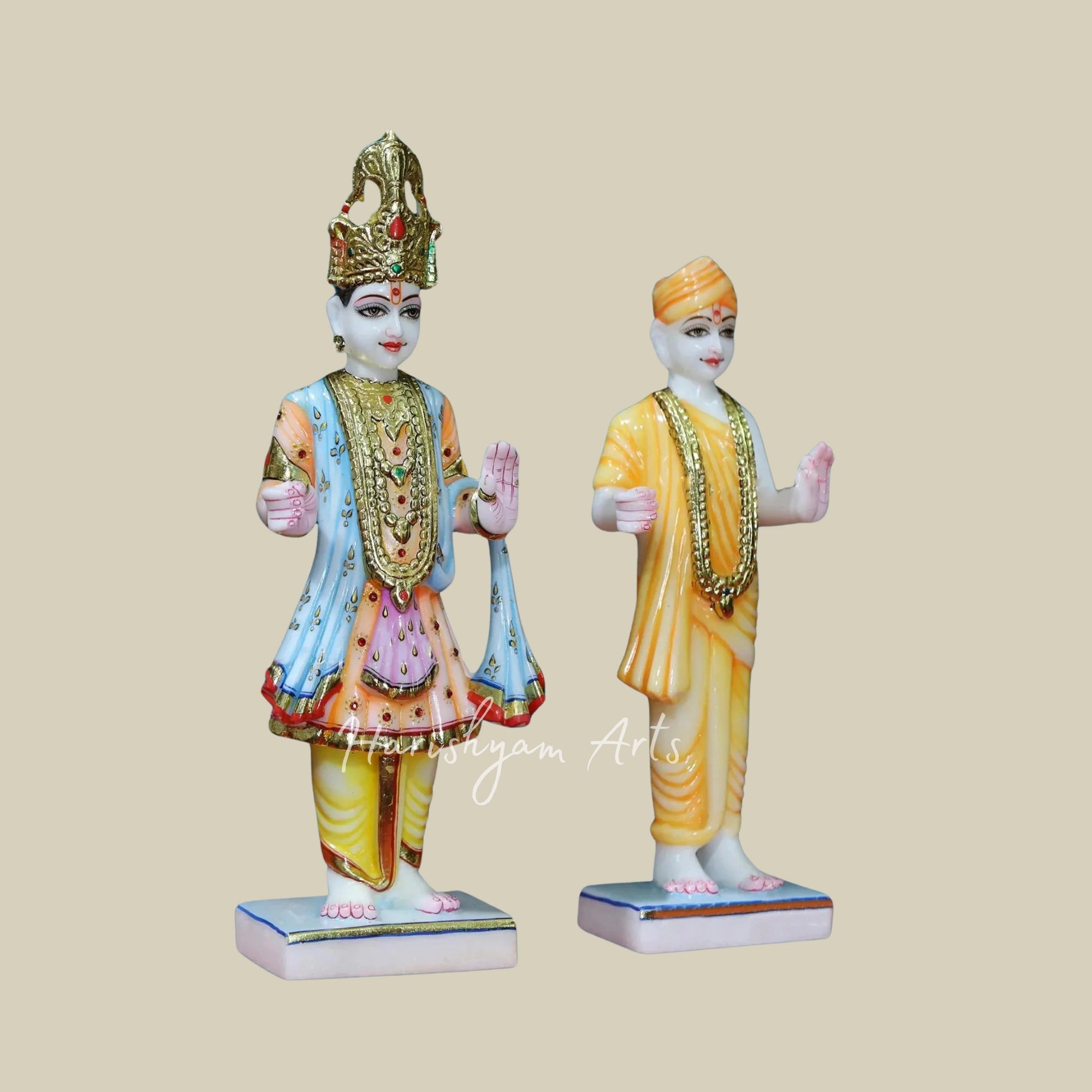 15" Marble Swami Narayan & Akshar Purshottam Statue2