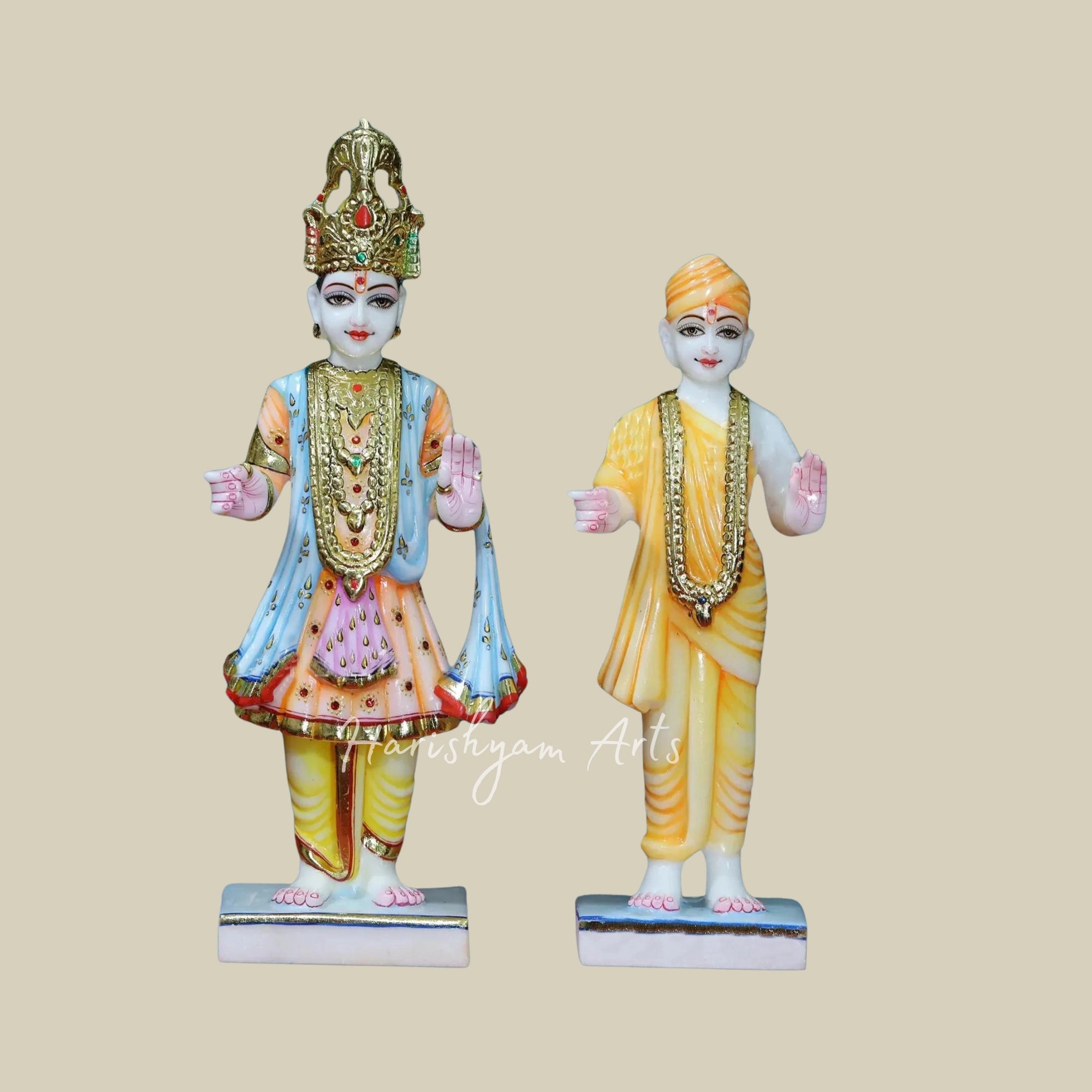 15" Marble Swami Narayan & Akshar Purshottam Statue3