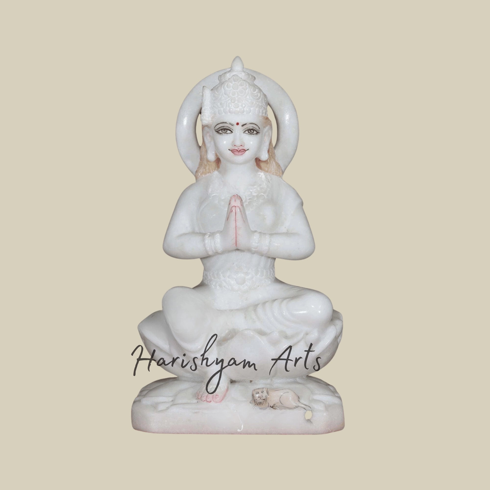 15" Pure White Maa Parvati Marble Deity3