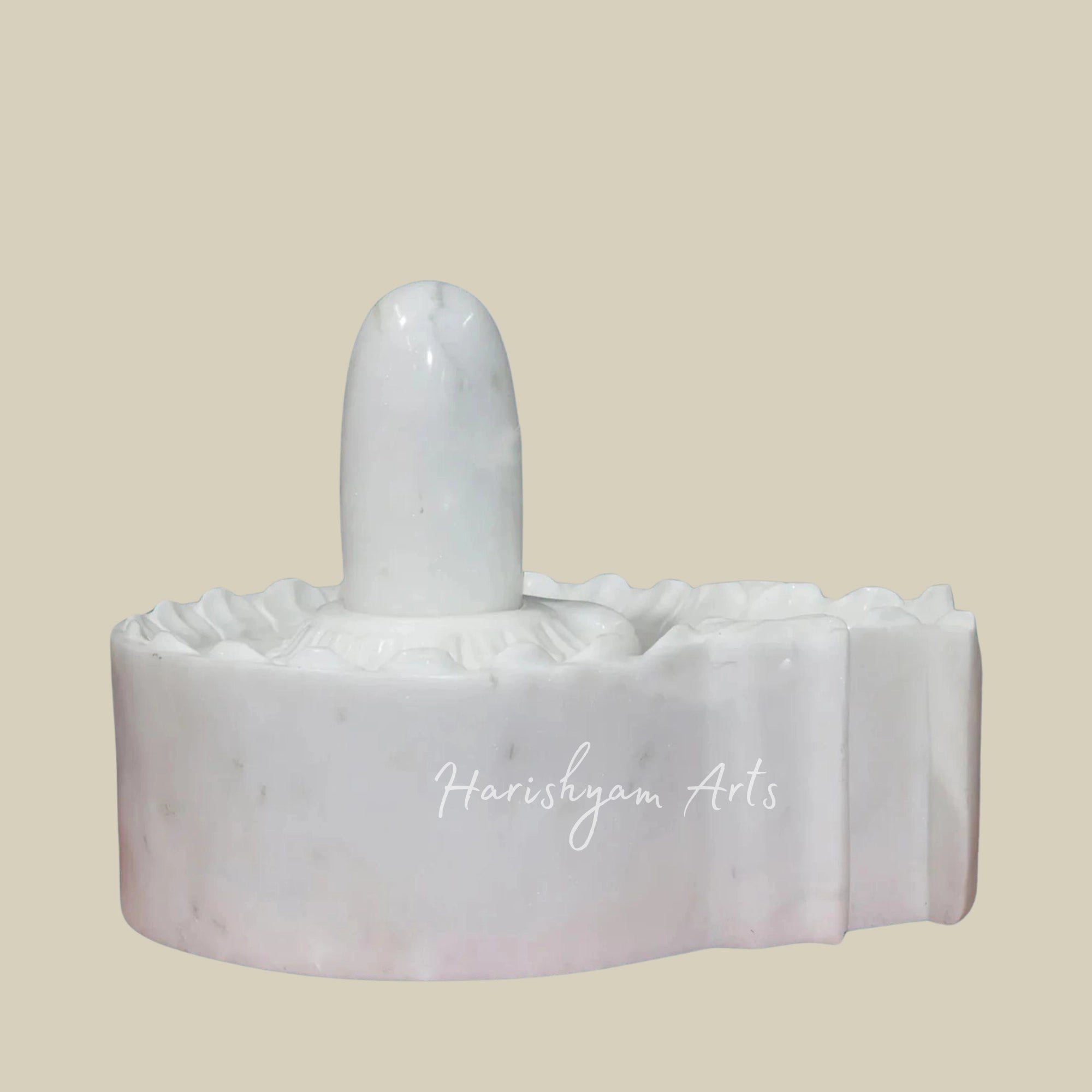 15-inch White Makrana Marble Shiva Lingam