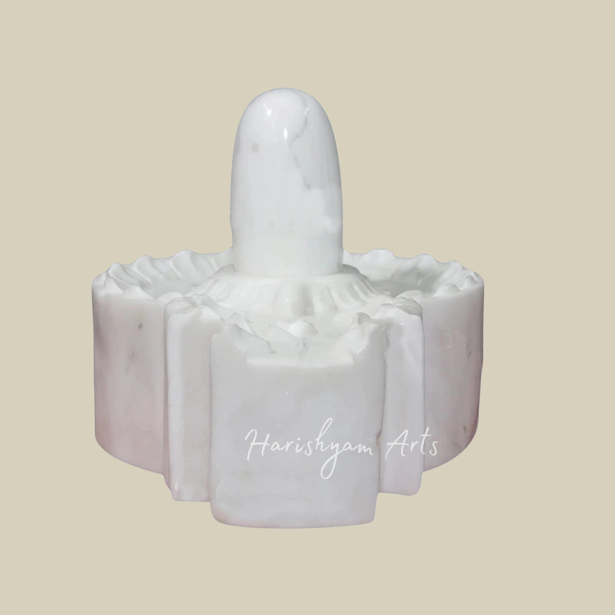 15-inch White Makrana Marble Shiva Lingam1