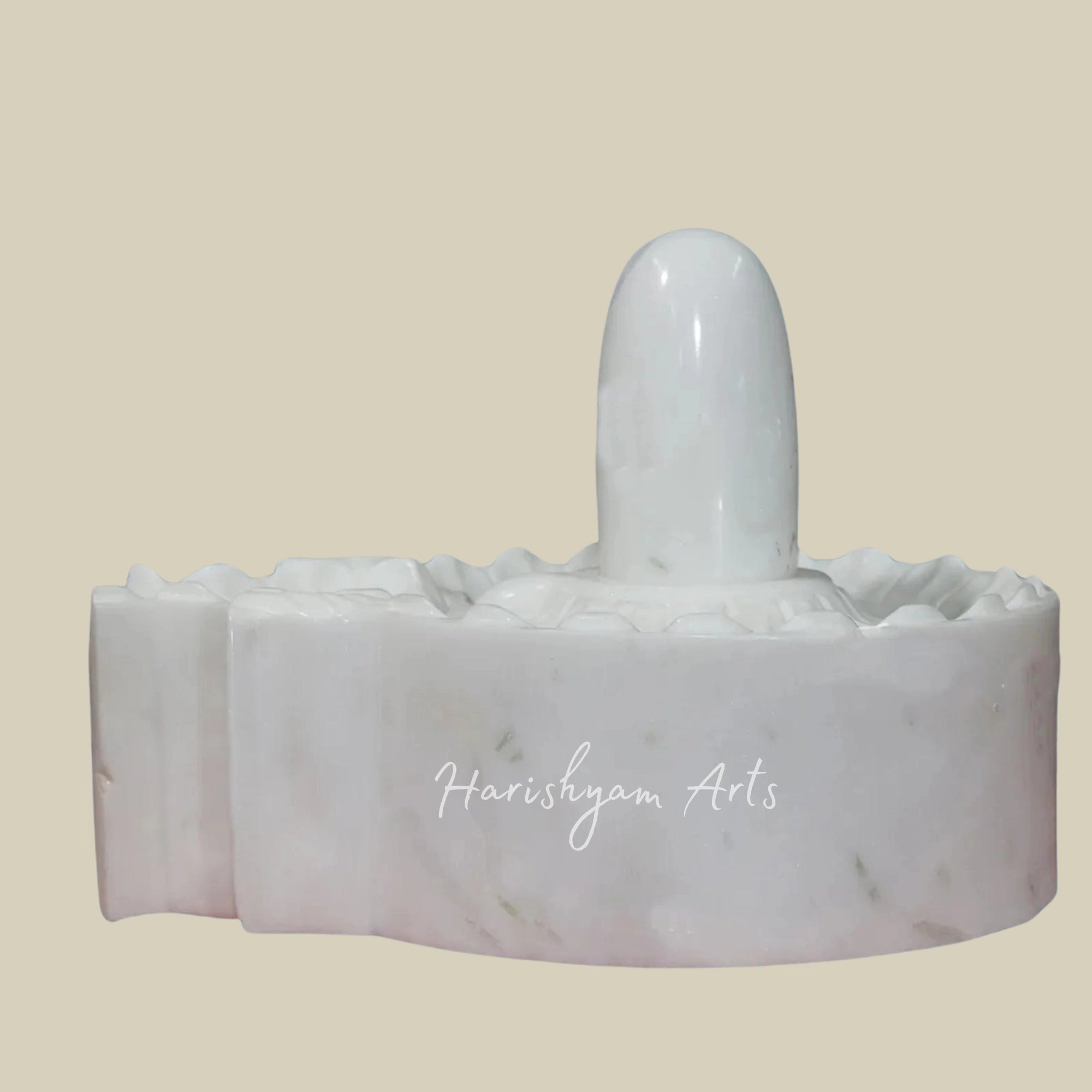 15-inch White Makrana Marble Shiva Lingam2