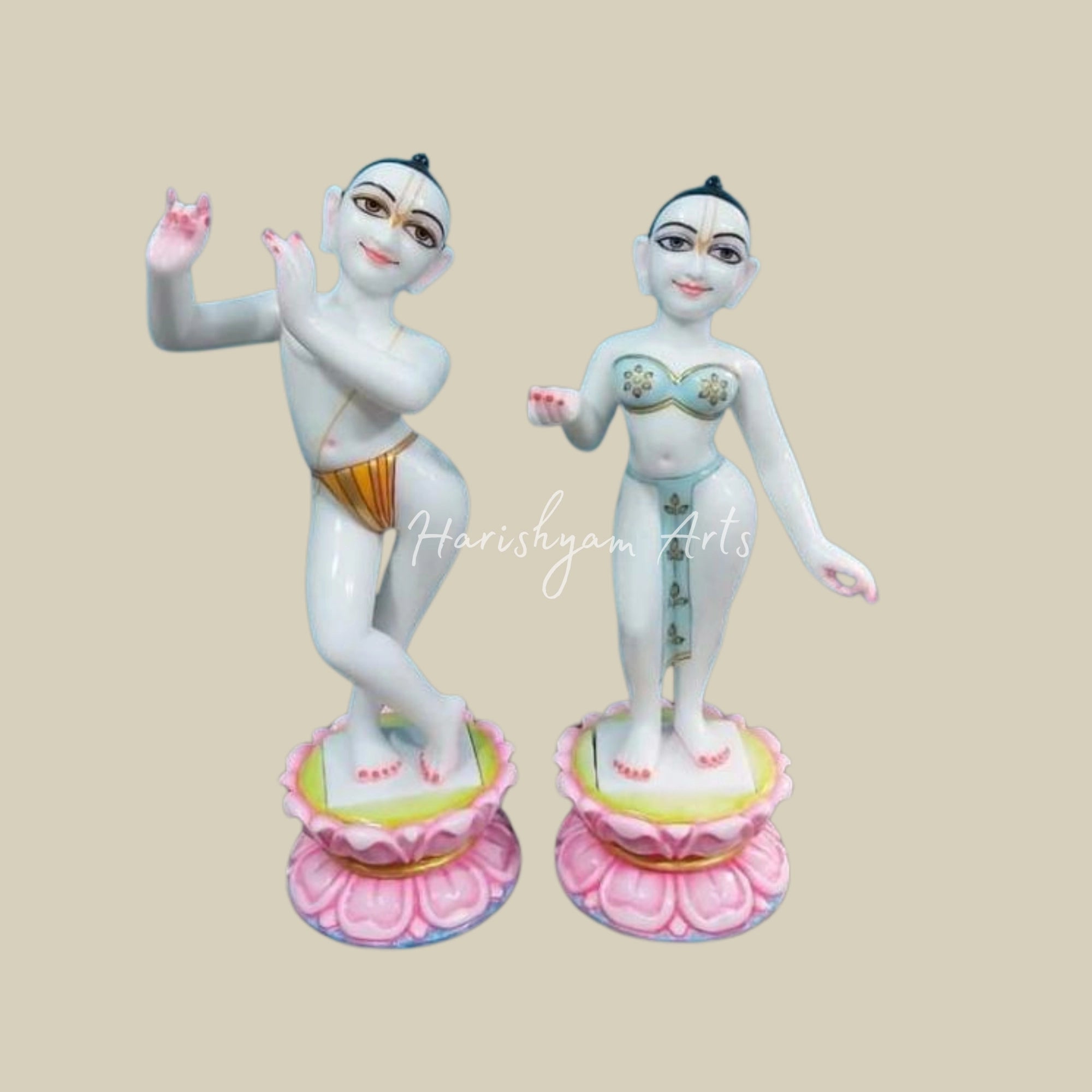 15 inches White Marble Iskcon Radha Krishna Murti