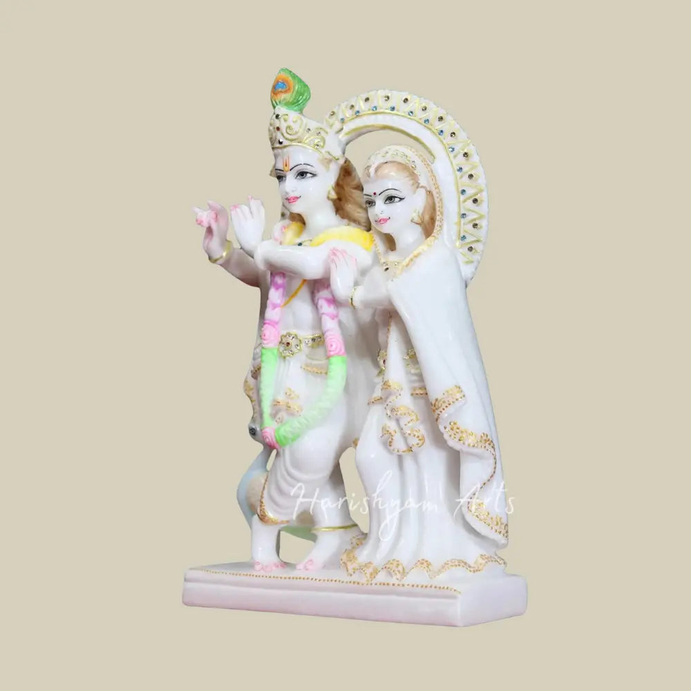 15" Radha And Krishna Makrana Marble Idol