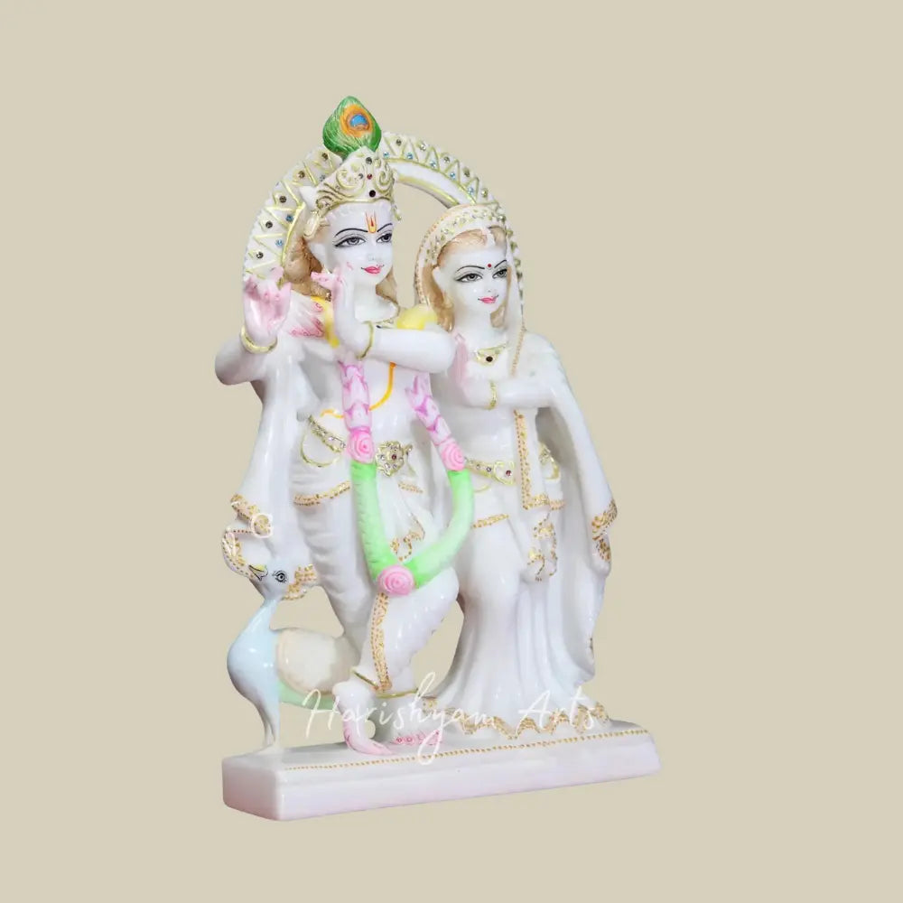 15" Radha And Krishna Makrana Marble Idol