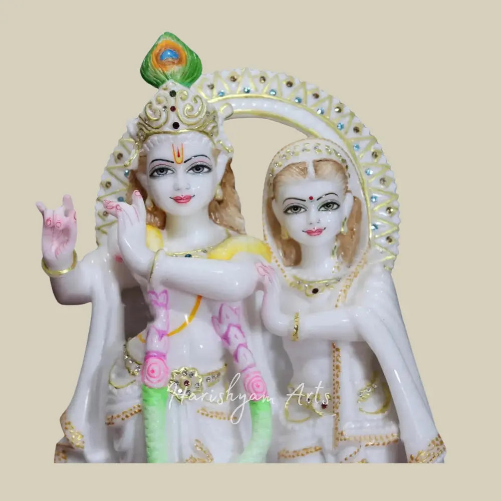 15" Radha And Krishna Makrana Marble Idol