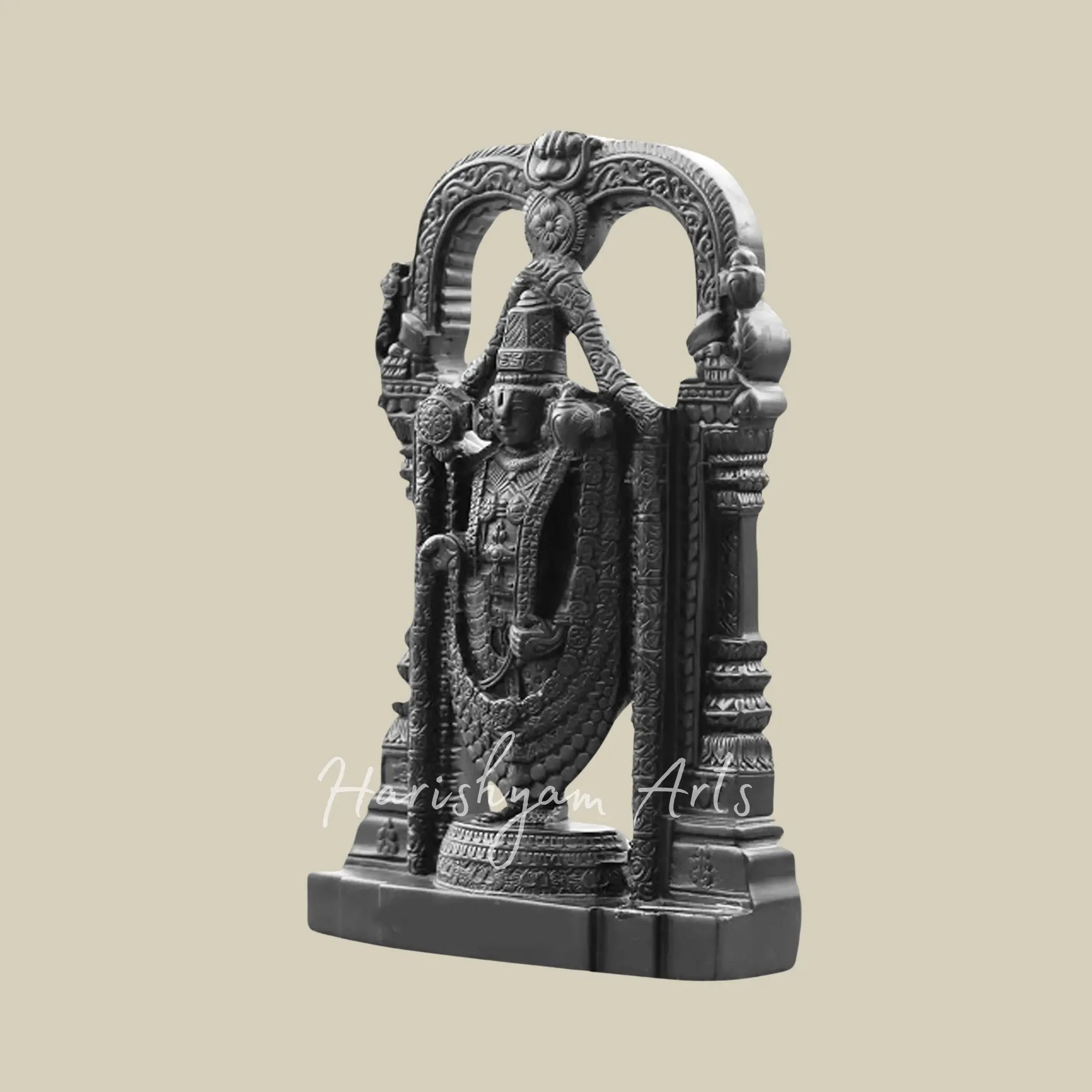 15 inches Beautifully Carved Tirupati Balaji   Black Marble Moorti 2