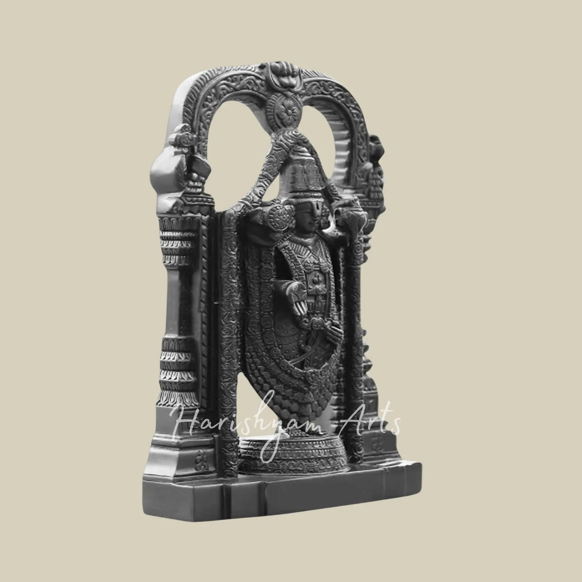 15 inches Beautifully Carved Tirupati Balaji   Black Marble Moorti 3