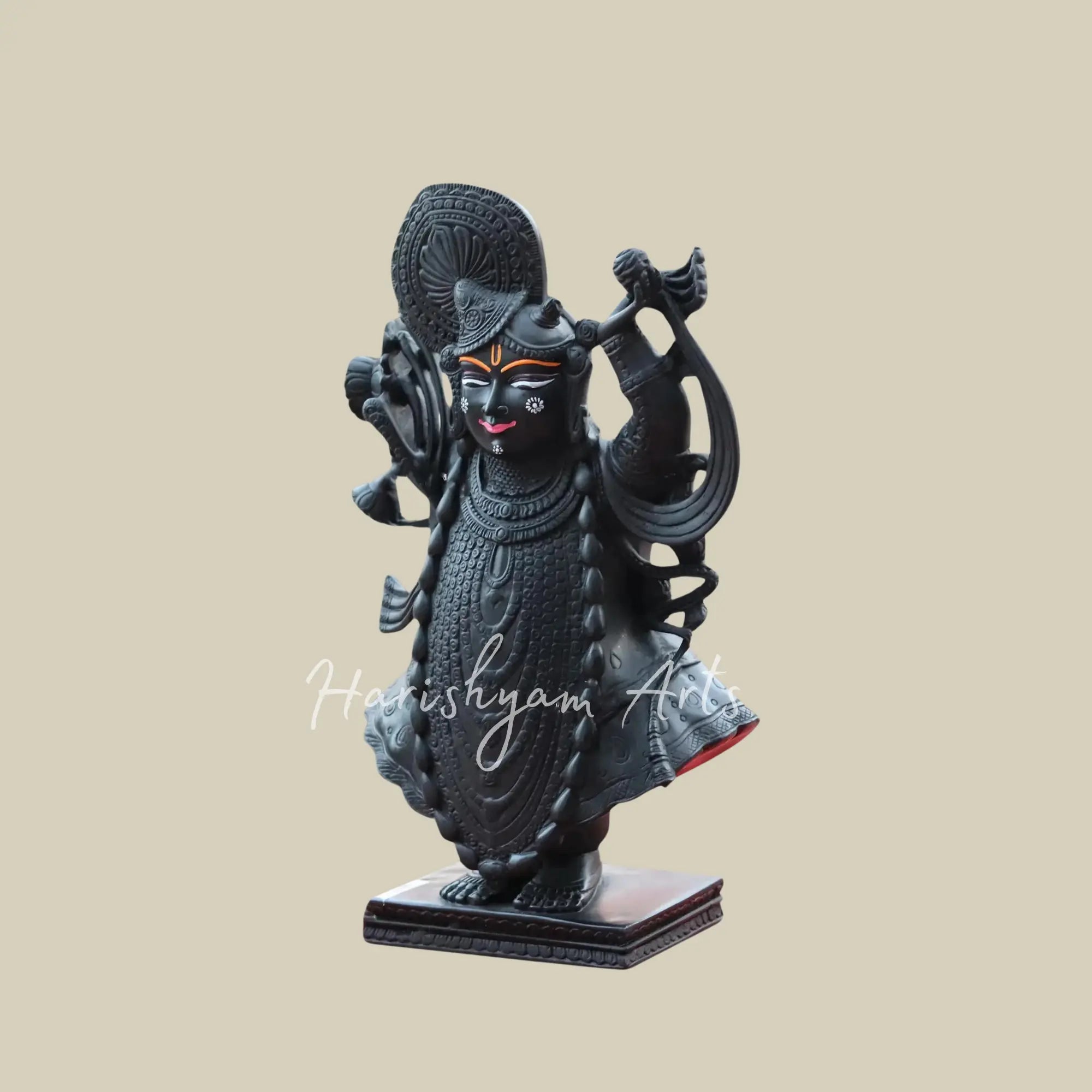 15 inches Black Marble Carved Shrinathji Moorti 1