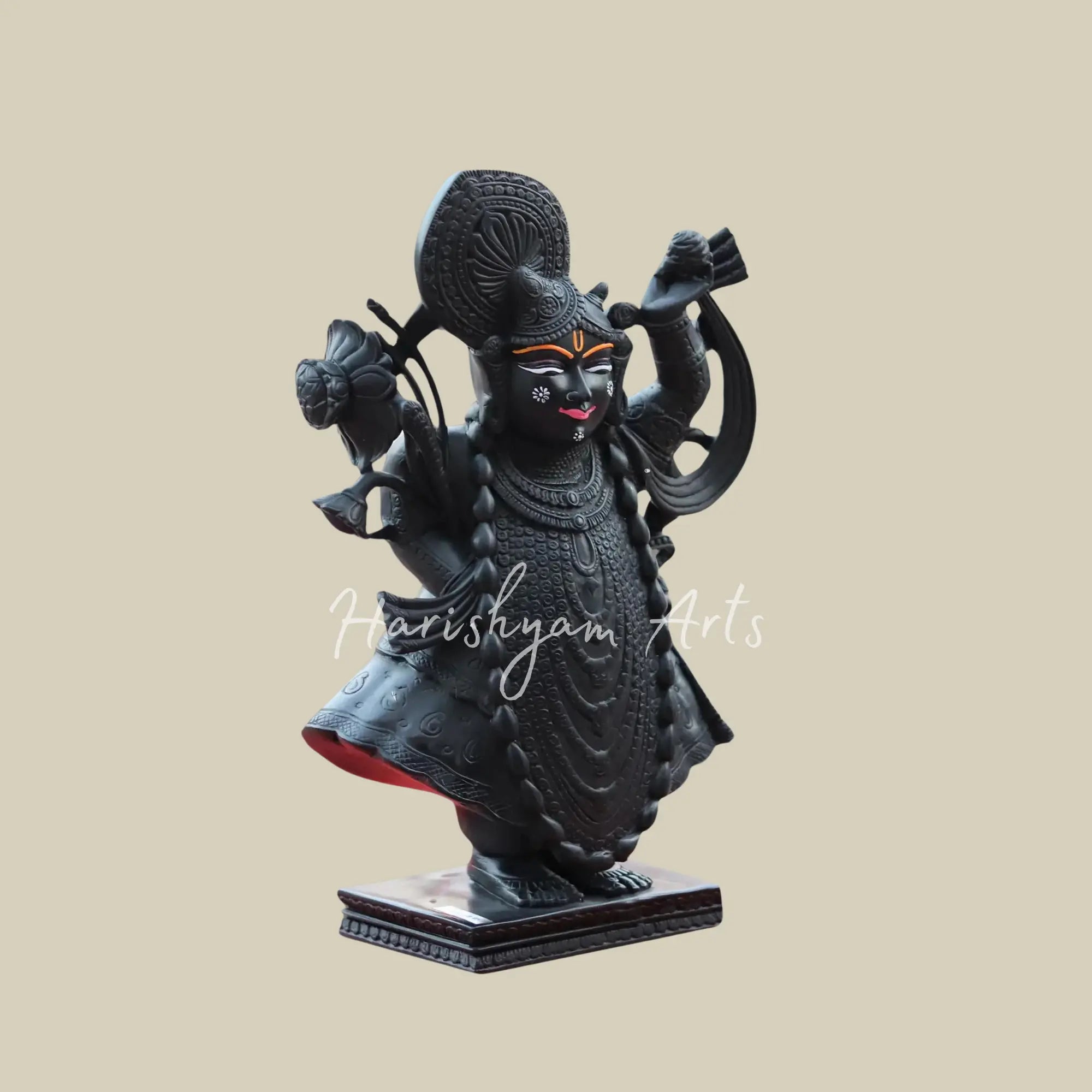 15 inches Black Marble Carved Shrinathji Moorti 3