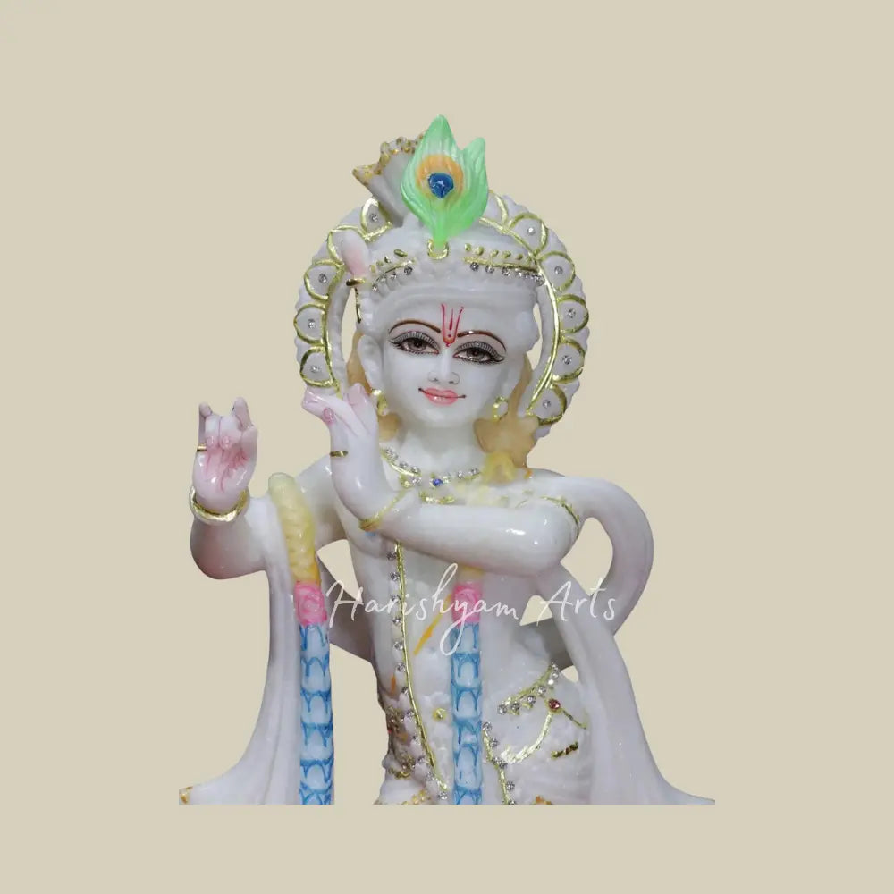 15" Lord Krishna Beautiful Vietnam Marble Idol