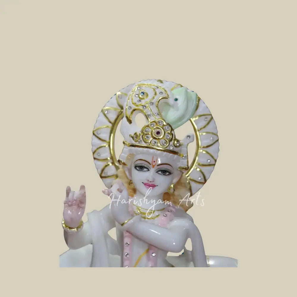 15" Lord Krishna with His Cow marble idol