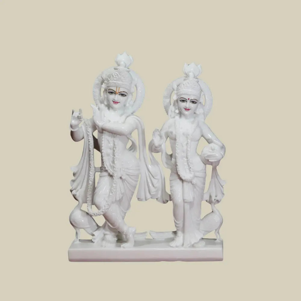 15" Makrana Marble Radha and Krishna Statue