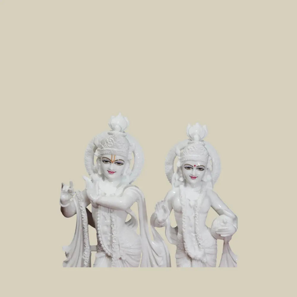 15" Makrana Marble Radha and Krishna Statue