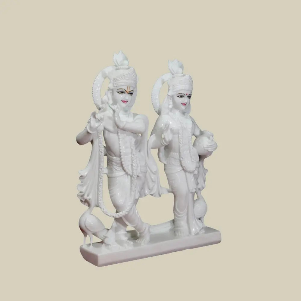 15" Makrana Marble Radha and Krishna Statue