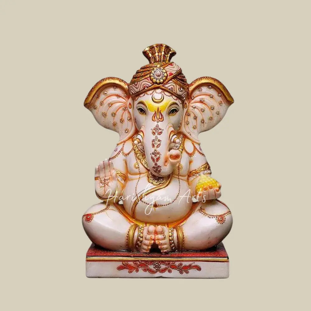 15" Marble Ganesha Deity For Home